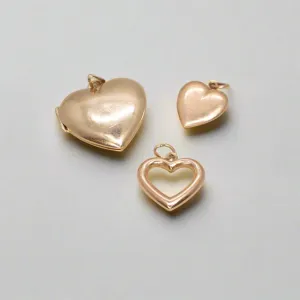 14K Vintage Heart Charms