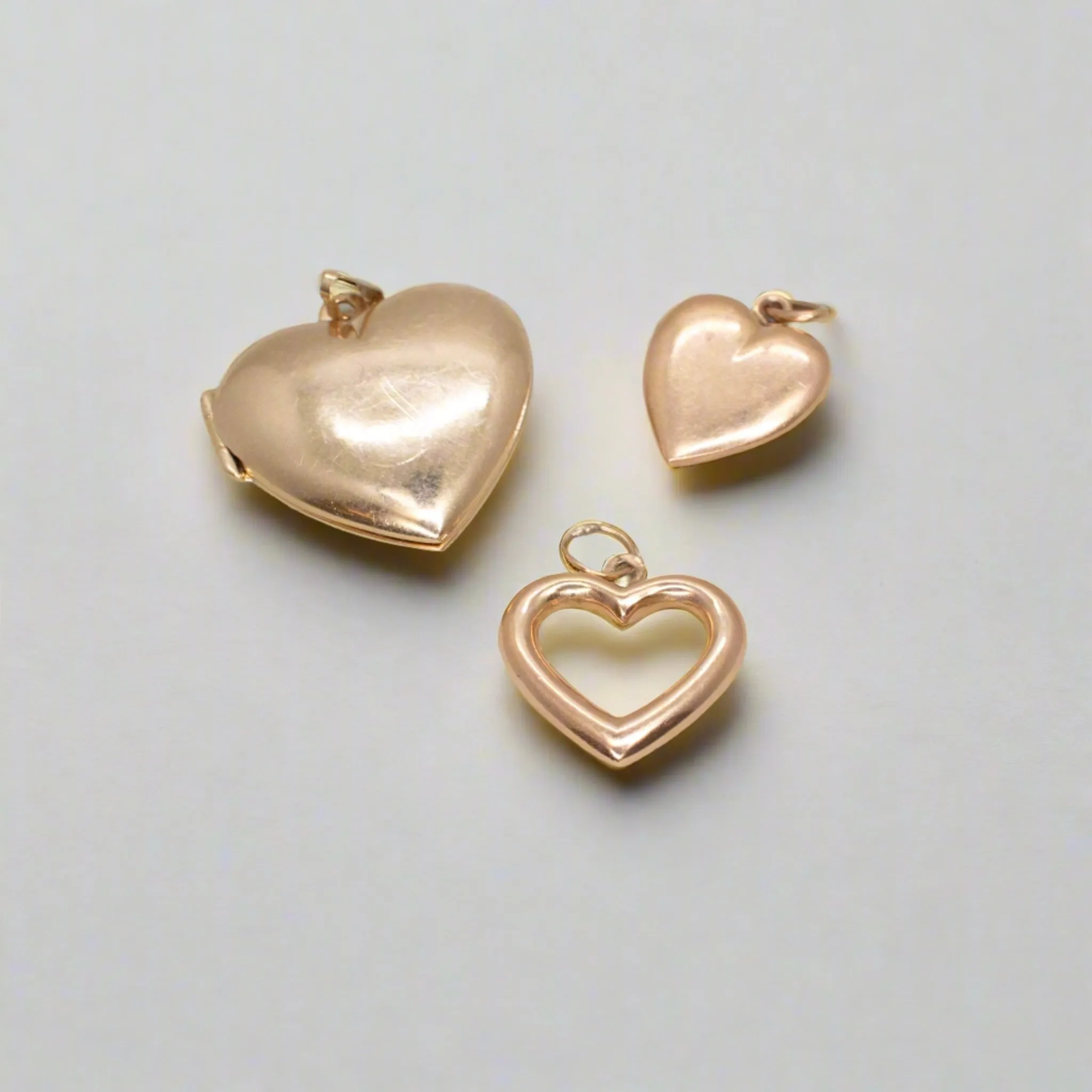 14K Vintage Heart Charms