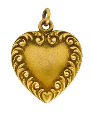 1900 Victorian 14 Karat Gold Heart Locket Pendant