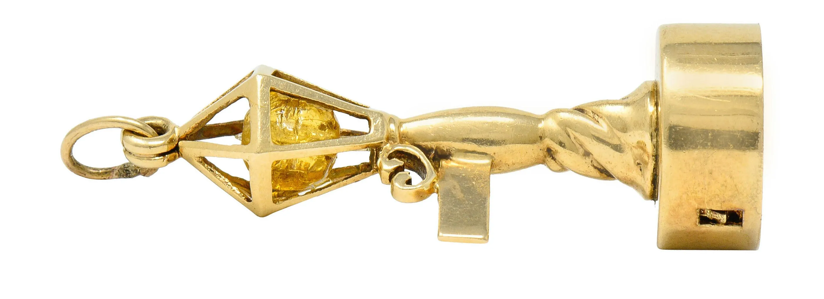 1960's Litacharm Inc. Vintage 14 Karat Gold Lamp Post Pendant Charm