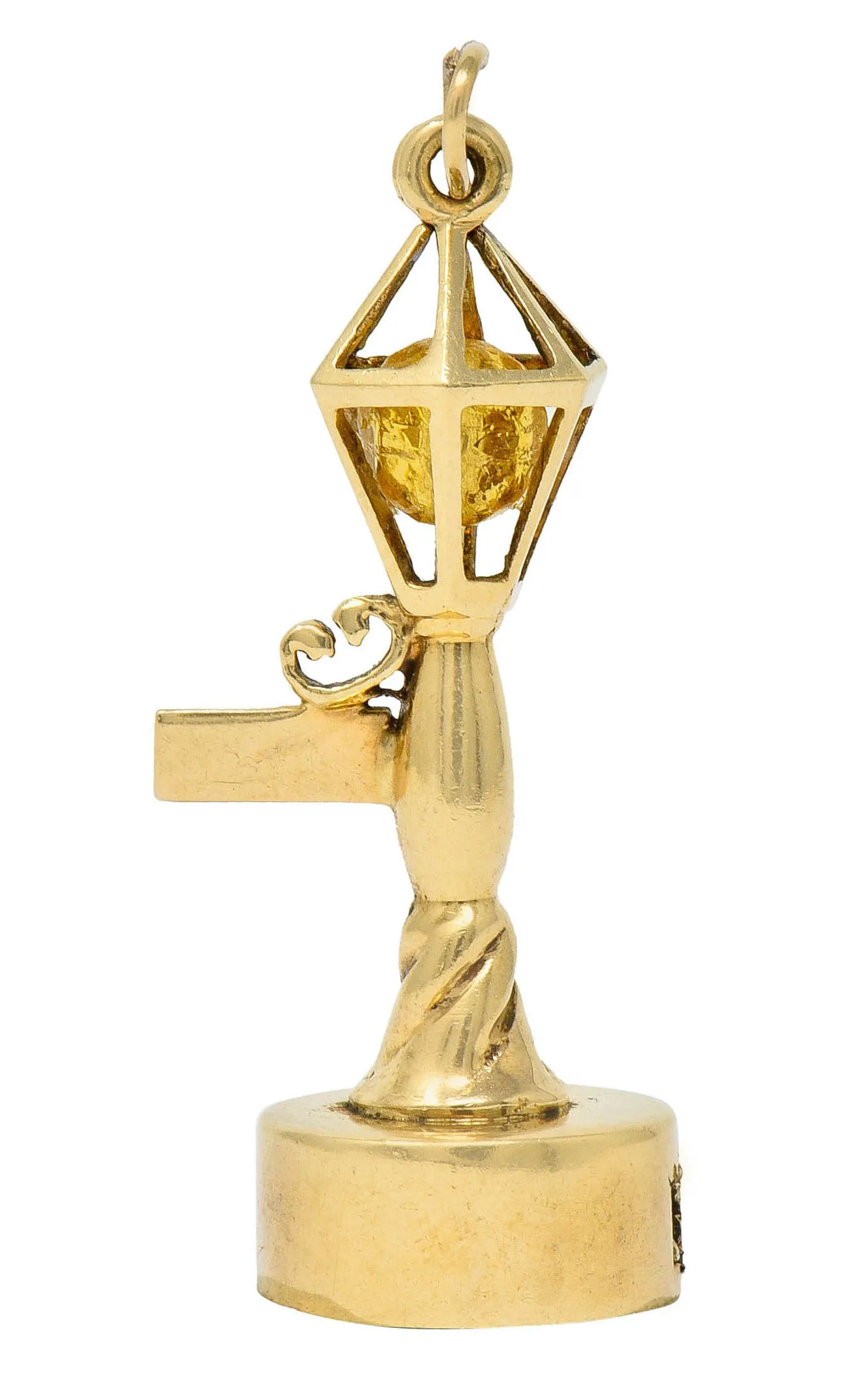 1960's Litacharm Inc. Vintage 14 Karat Gold Lamp Post Pendant Charm