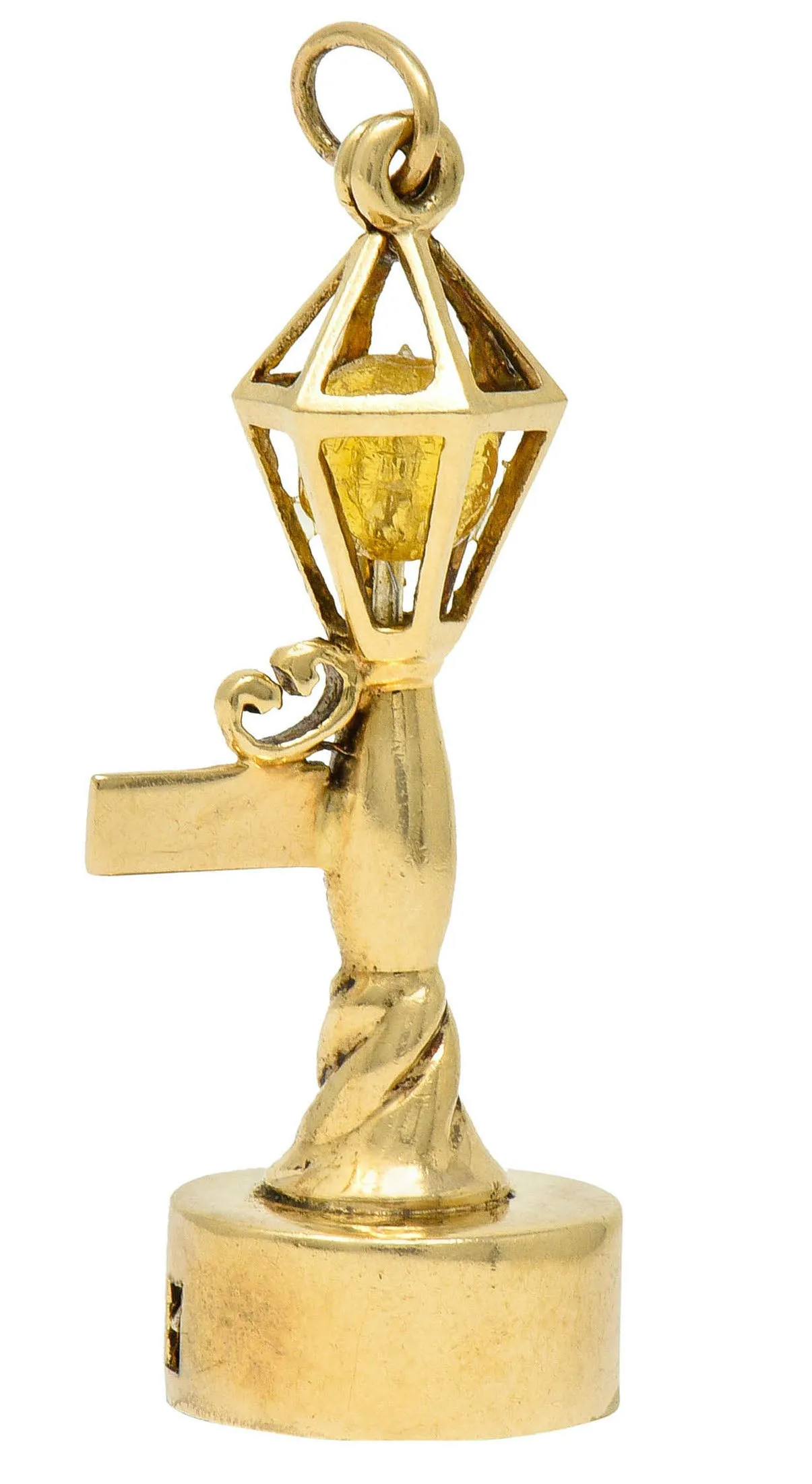 1960's Litacharm Inc. Vintage 14 Karat Gold Lamp Post Pendant Charm