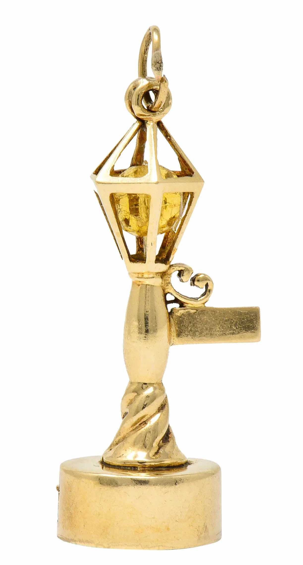 1960's Litacharm Inc. Vintage 14 Karat Gold Lamp Post Pendant Charm