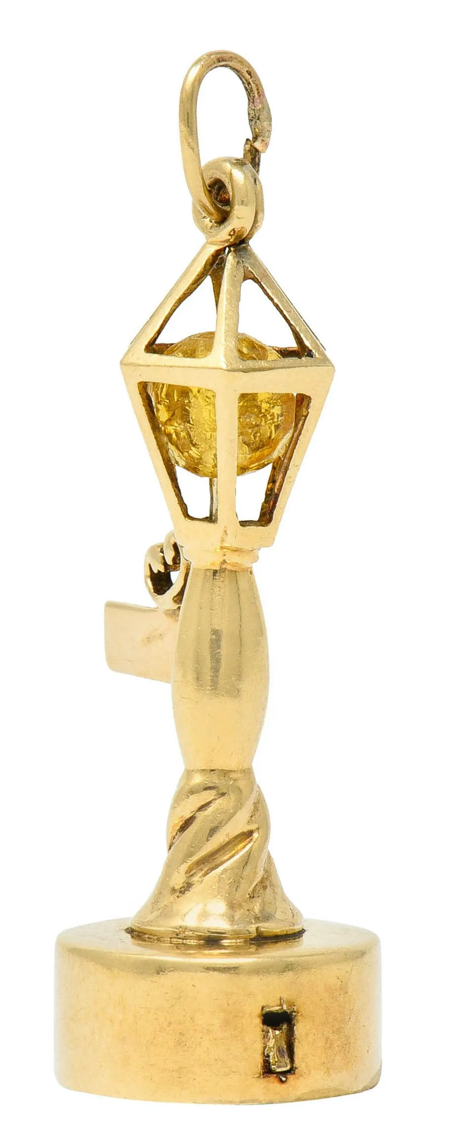 1960's Litacharm Inc. Vintage 14 Karat Gold Lamp Post Pendant Charm