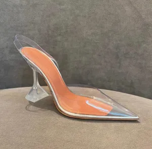 Amina Muaddi Holli PVC Transparent Slingback Pumps