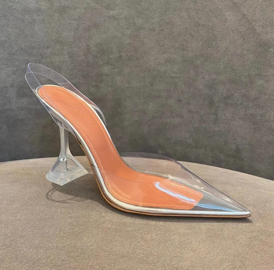 Amina Muaddi Holli PVC Transparent Slingback Pumps