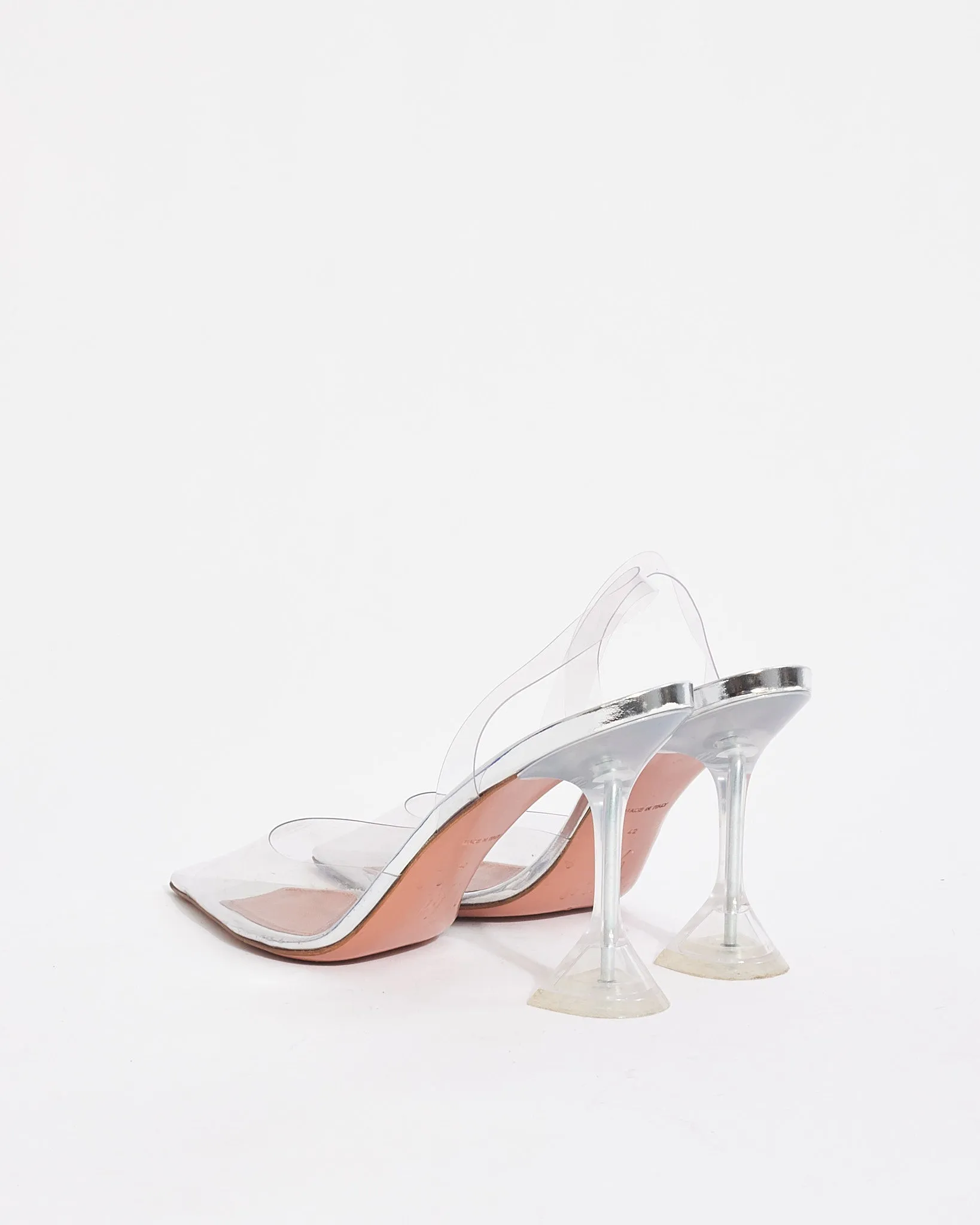 Amina Muaddi Transparent PVC Holli 95mm Pointed-toe Slingback Pumps - US 12