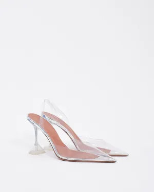 Amina Muaddi Transparent PVC Holli 95mm Pointed-toe Slingback Pumps - US 12