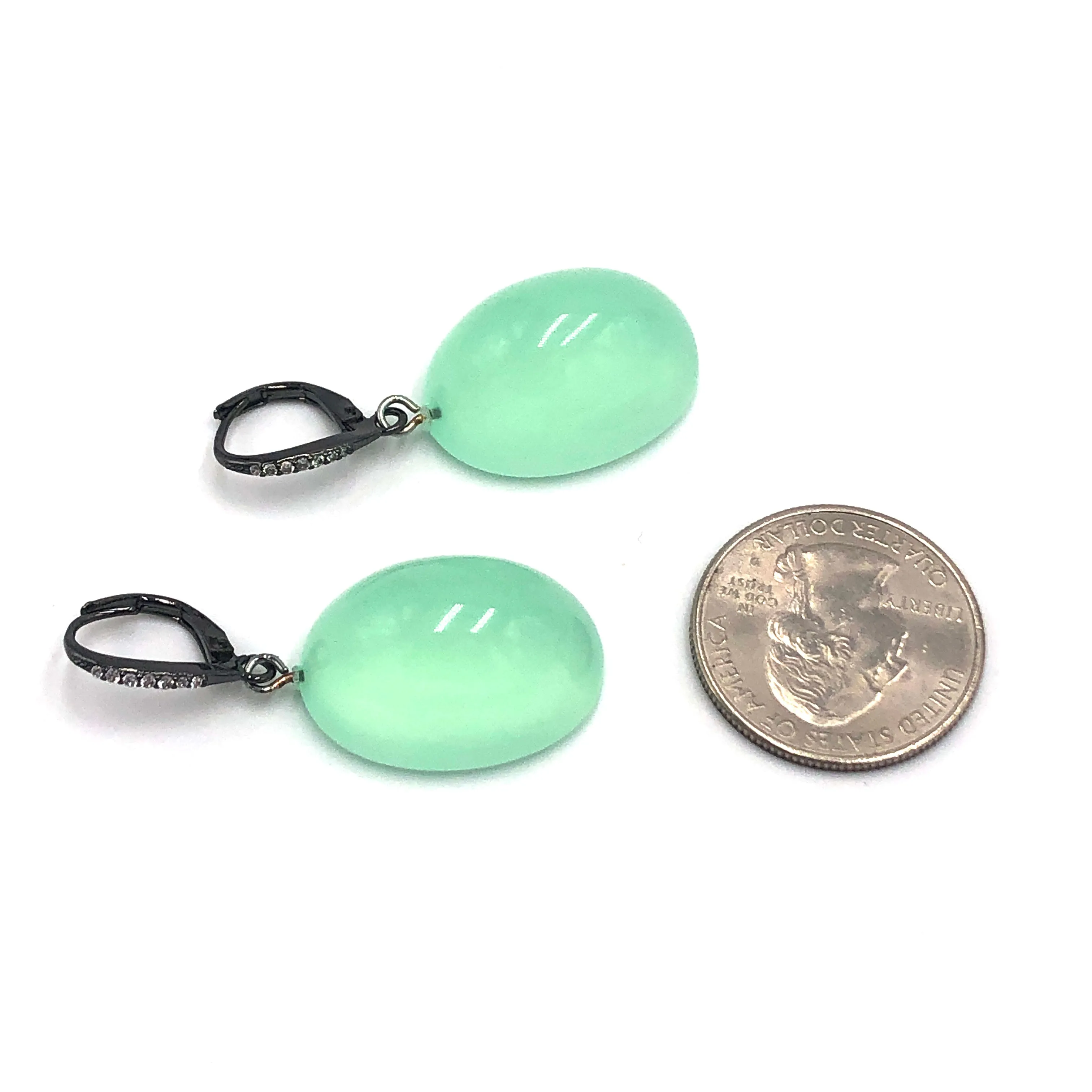 Bling Green Opal Lucite Chunk Drop Earrings *