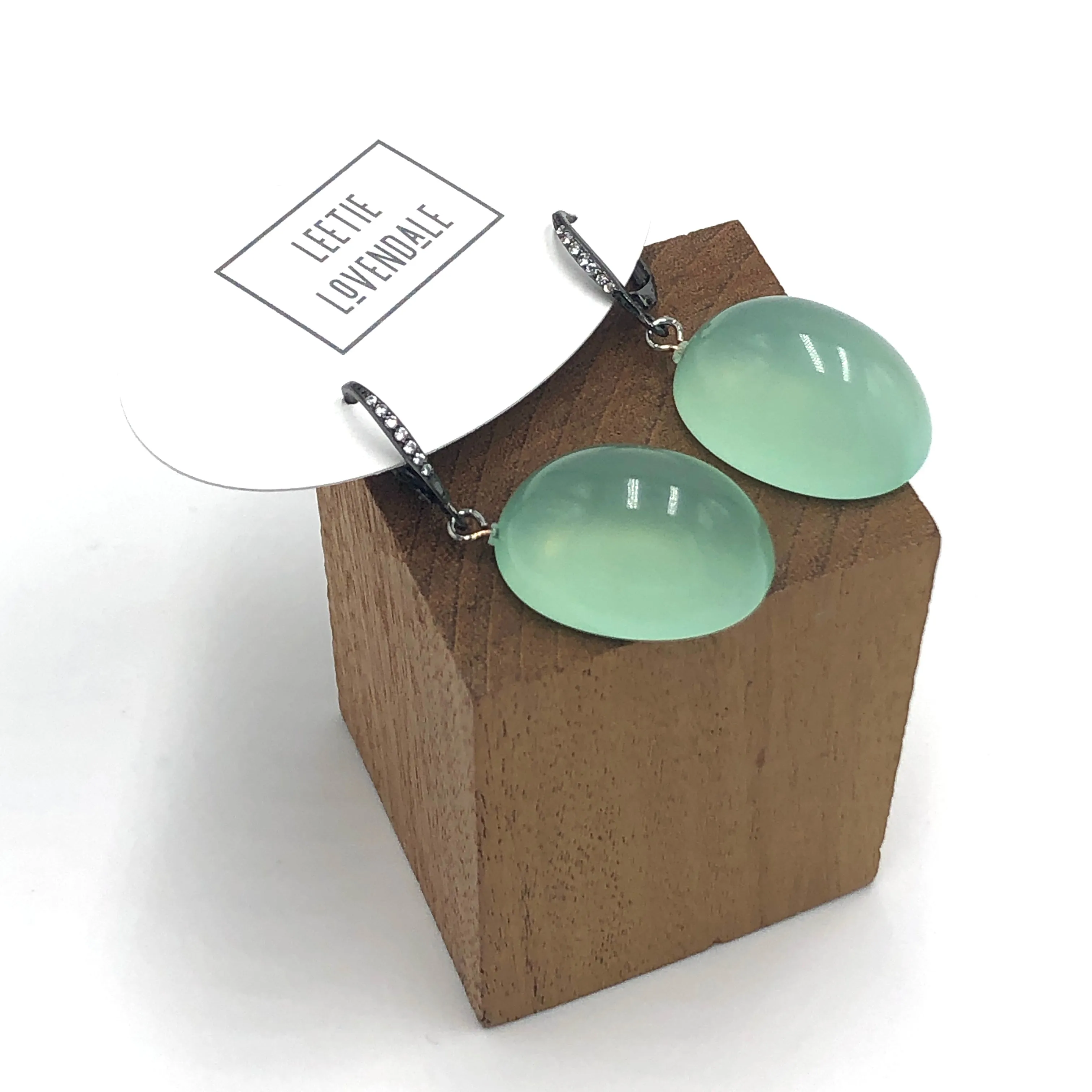 Bling Green Opal Lucite Chunk Drop Earrings *
