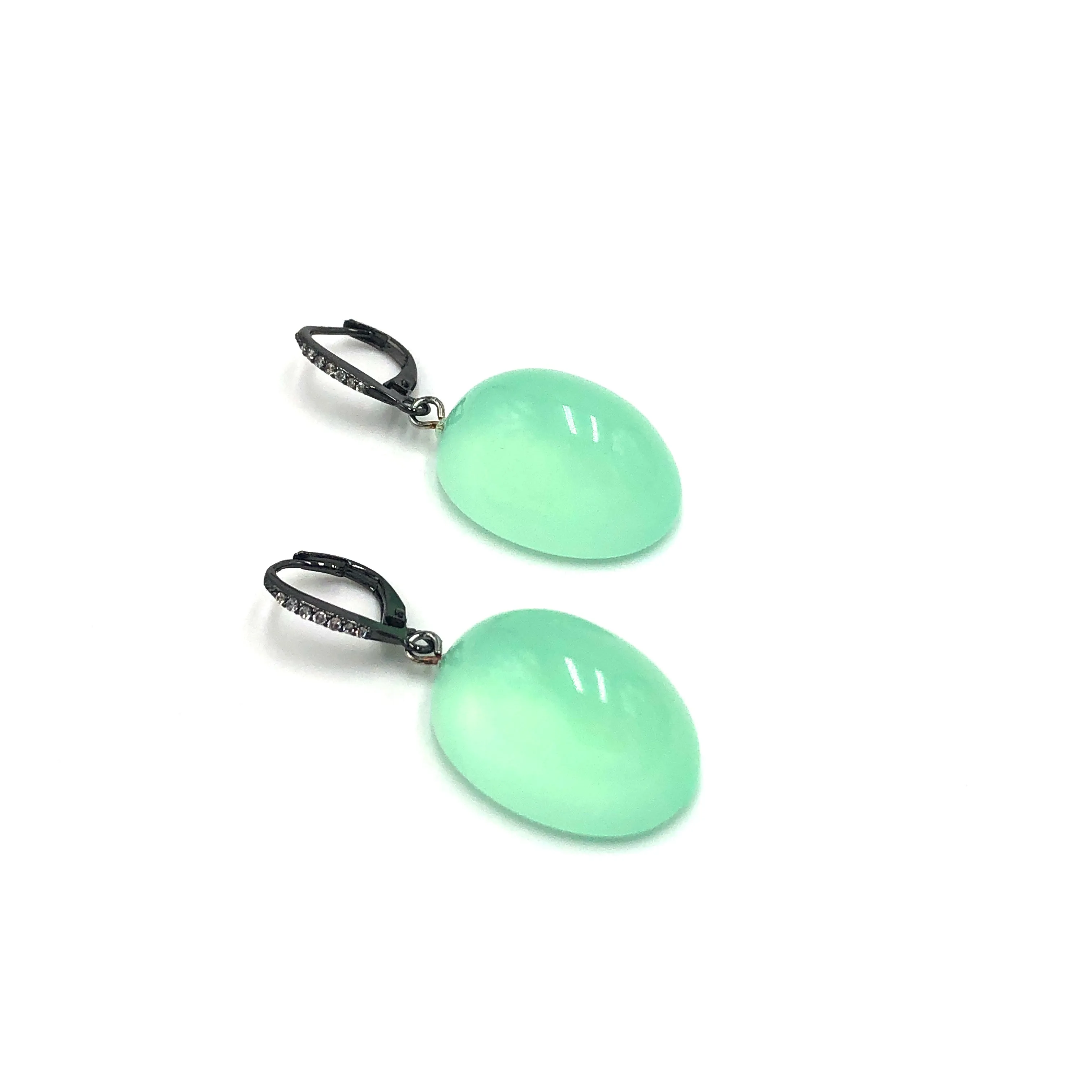 Bling Green Opal Lucite Chunk Drop Earrings *