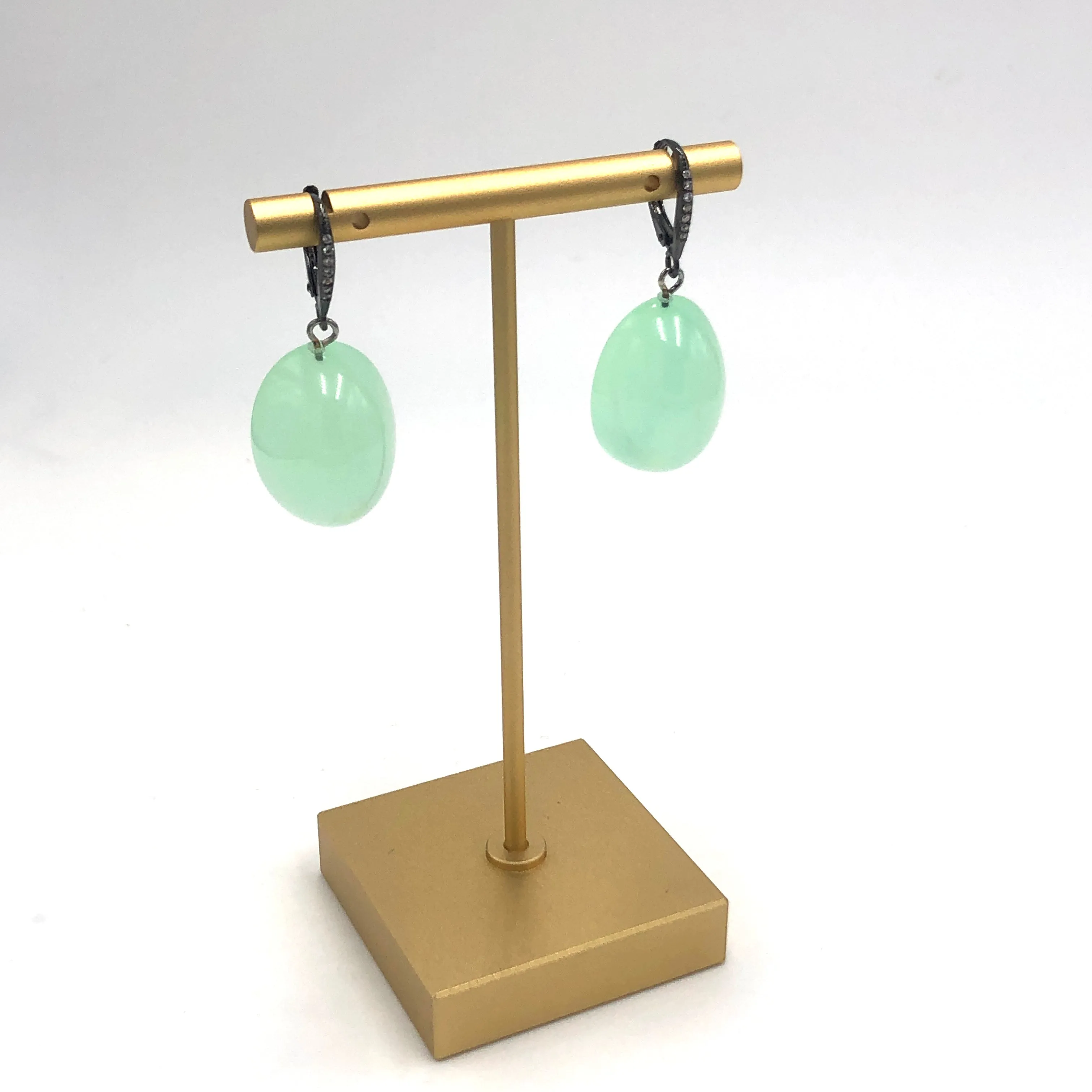 Bling Green Opal Lucite Chunk Drop Earrings *