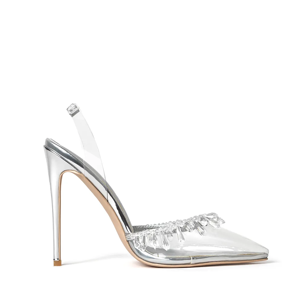 Candice Clear Drip Chandelier Slingback