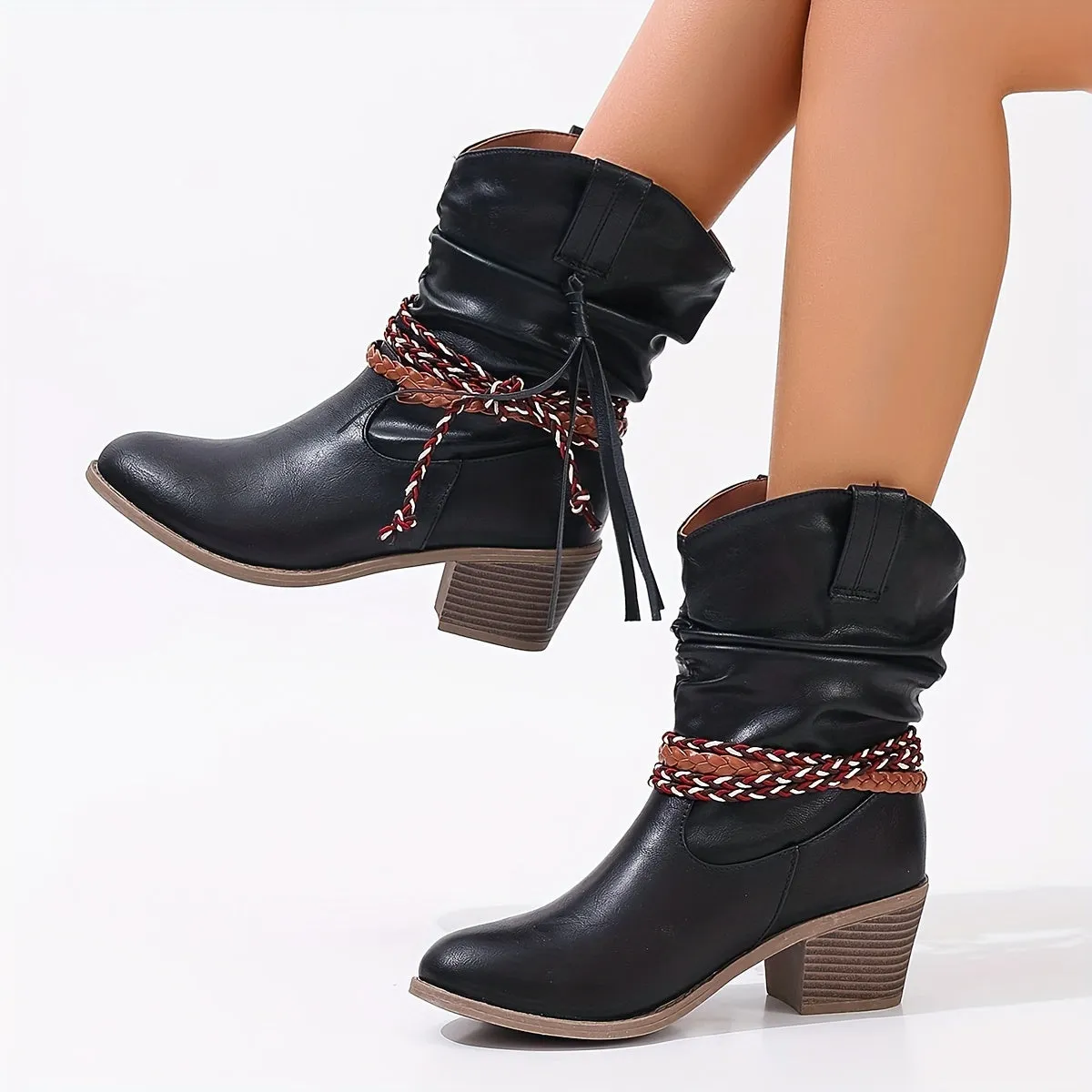 Dakota  Braided Buckle Cowboy Boots