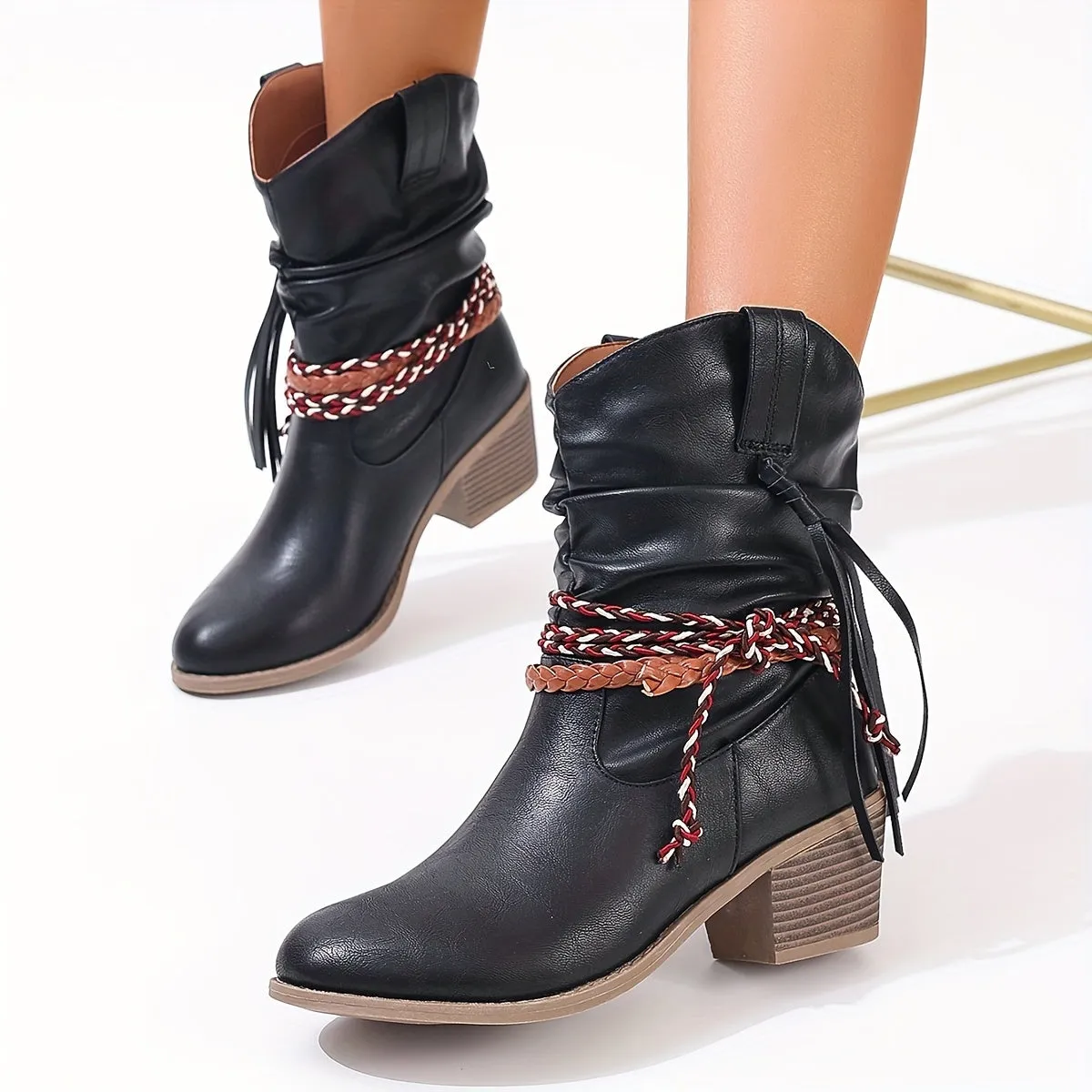 Dakota  Braided Buckle Cowboy Boots