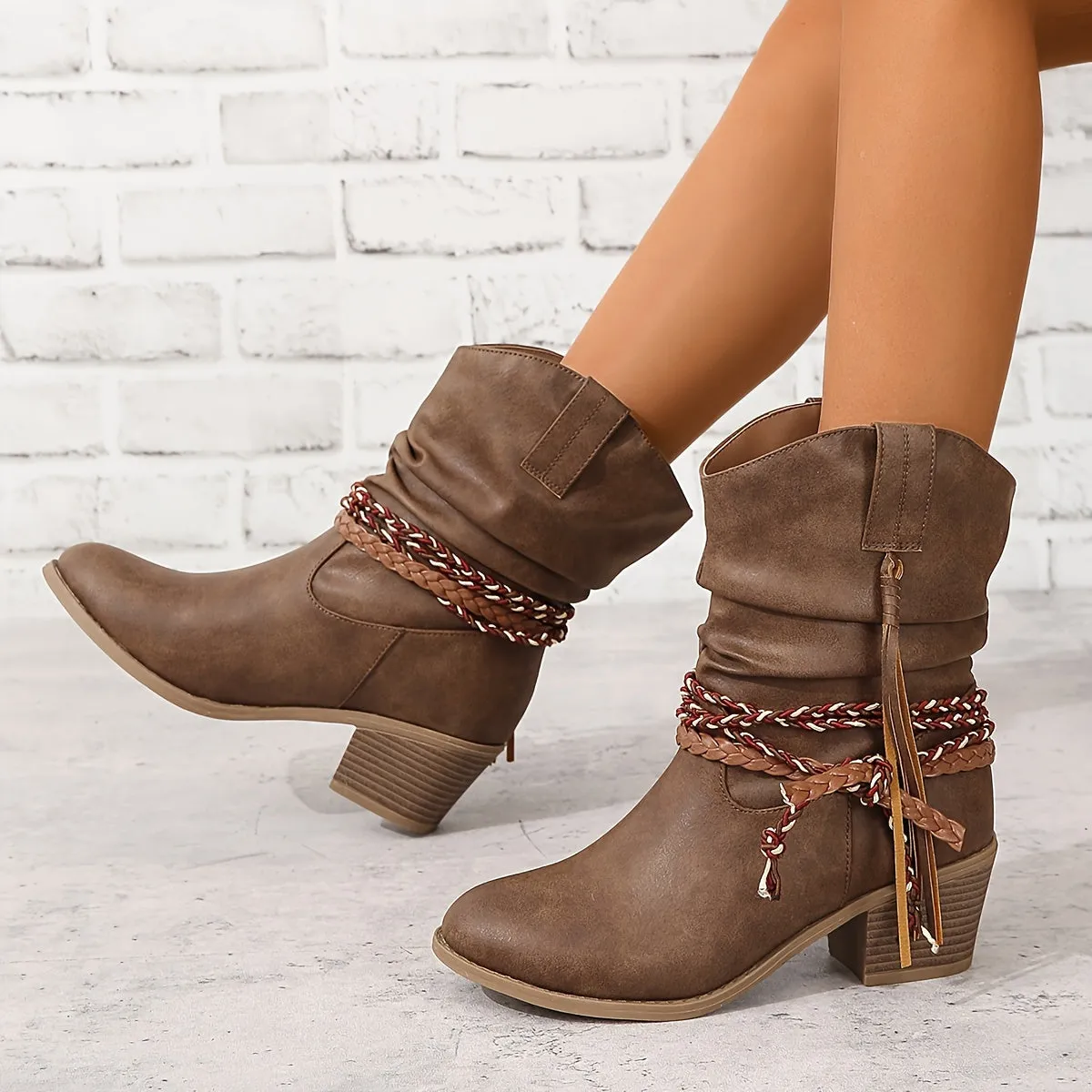 Dakota  Braided Buckle Cowboy Boots