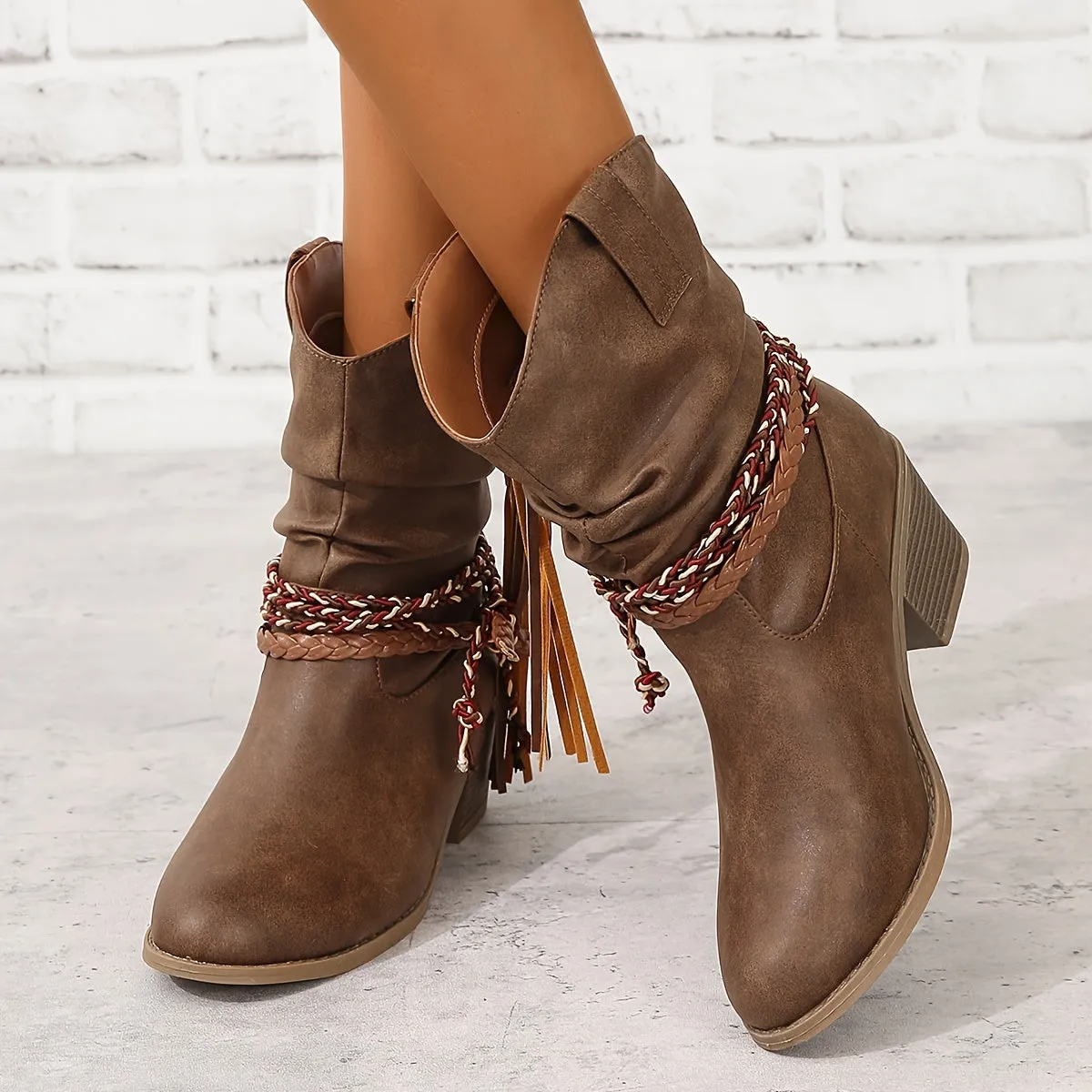 Dakota  Braided Buckle Cowboy Boots