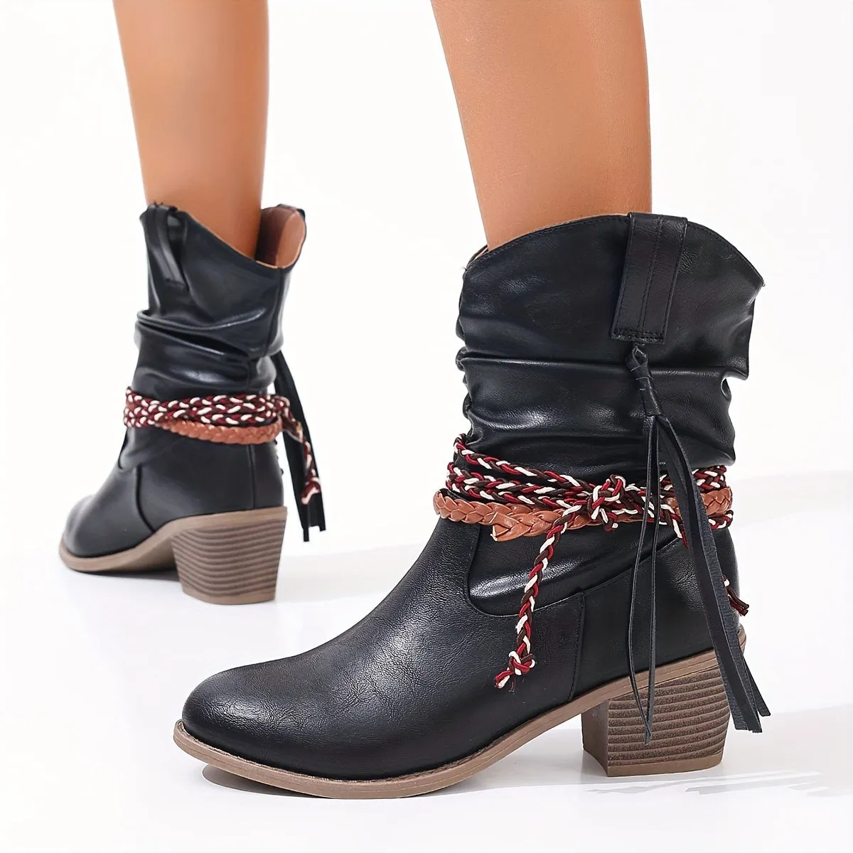 Dakota  Braided Buckle Cowboy Boots