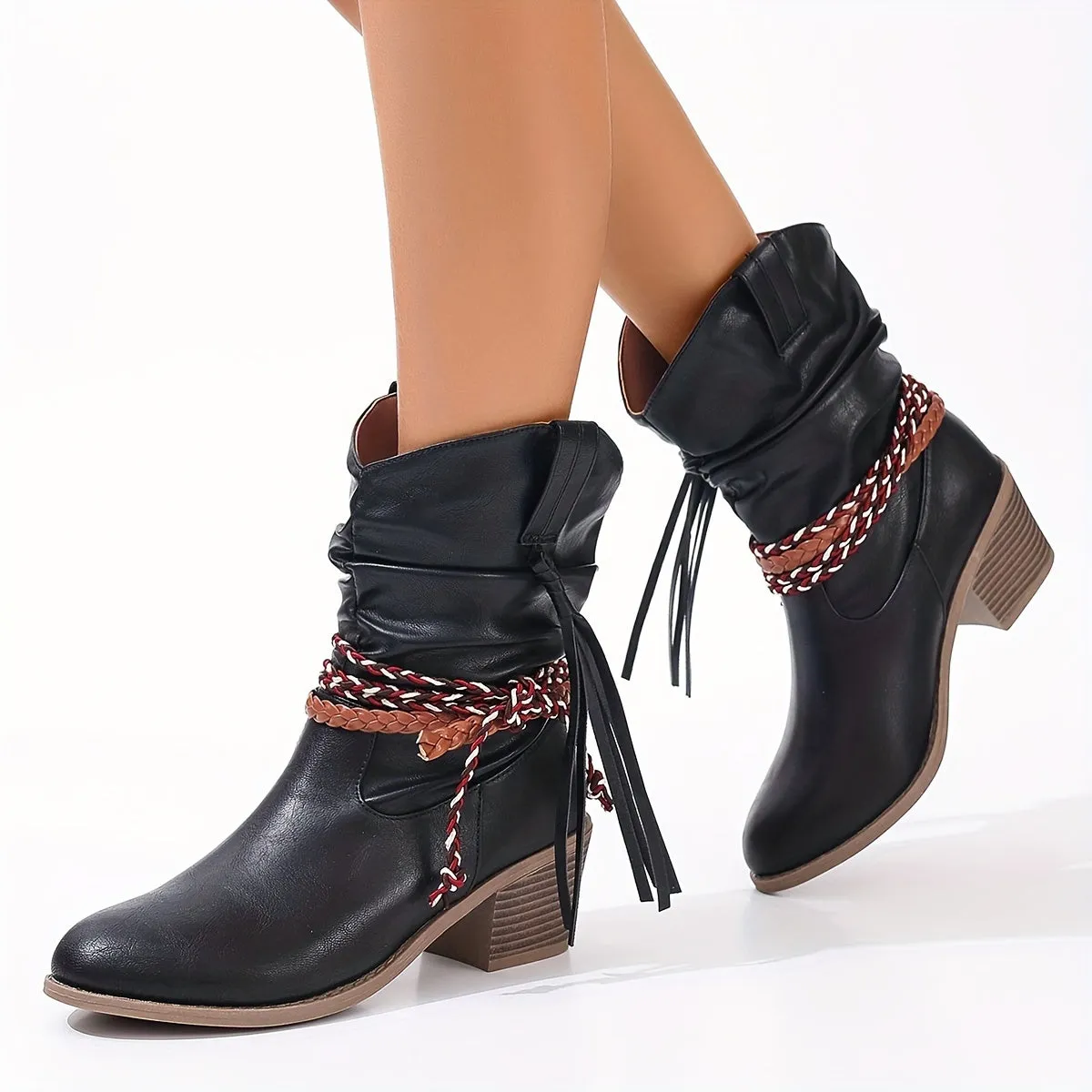 Dakota  Braided Buckle Cowboy Boots