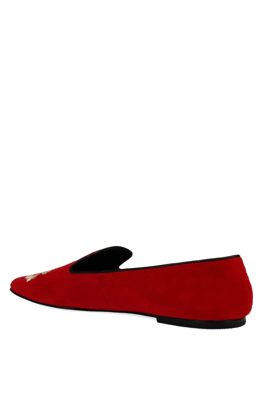 Edda Suede Embroidered Loafer