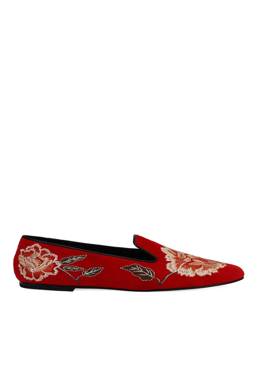 Edda Suede Embroidered Loafer