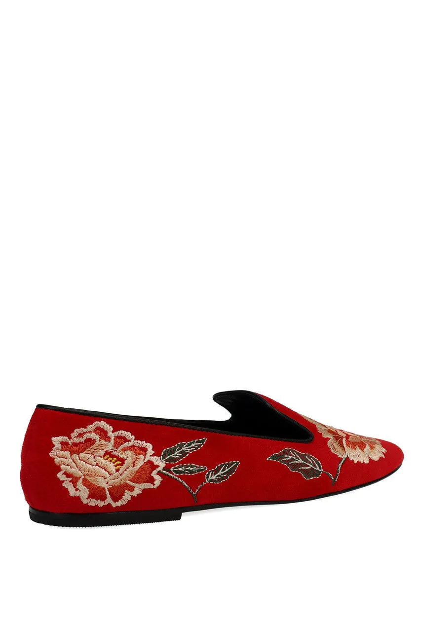 Edda Suede Embroidered Loafer