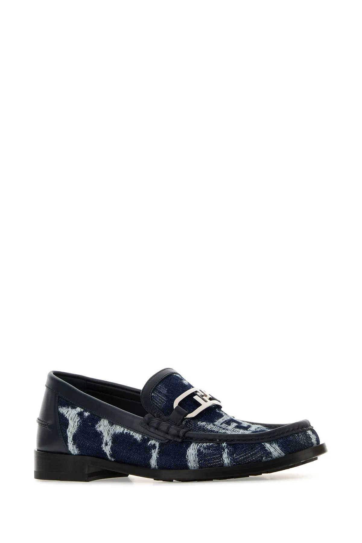 Embroidered denim loafers