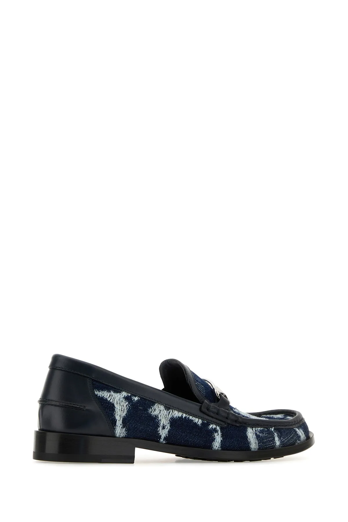 Embroidered denim loafers