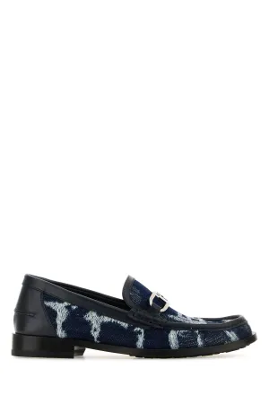 Embroidered denim loafers