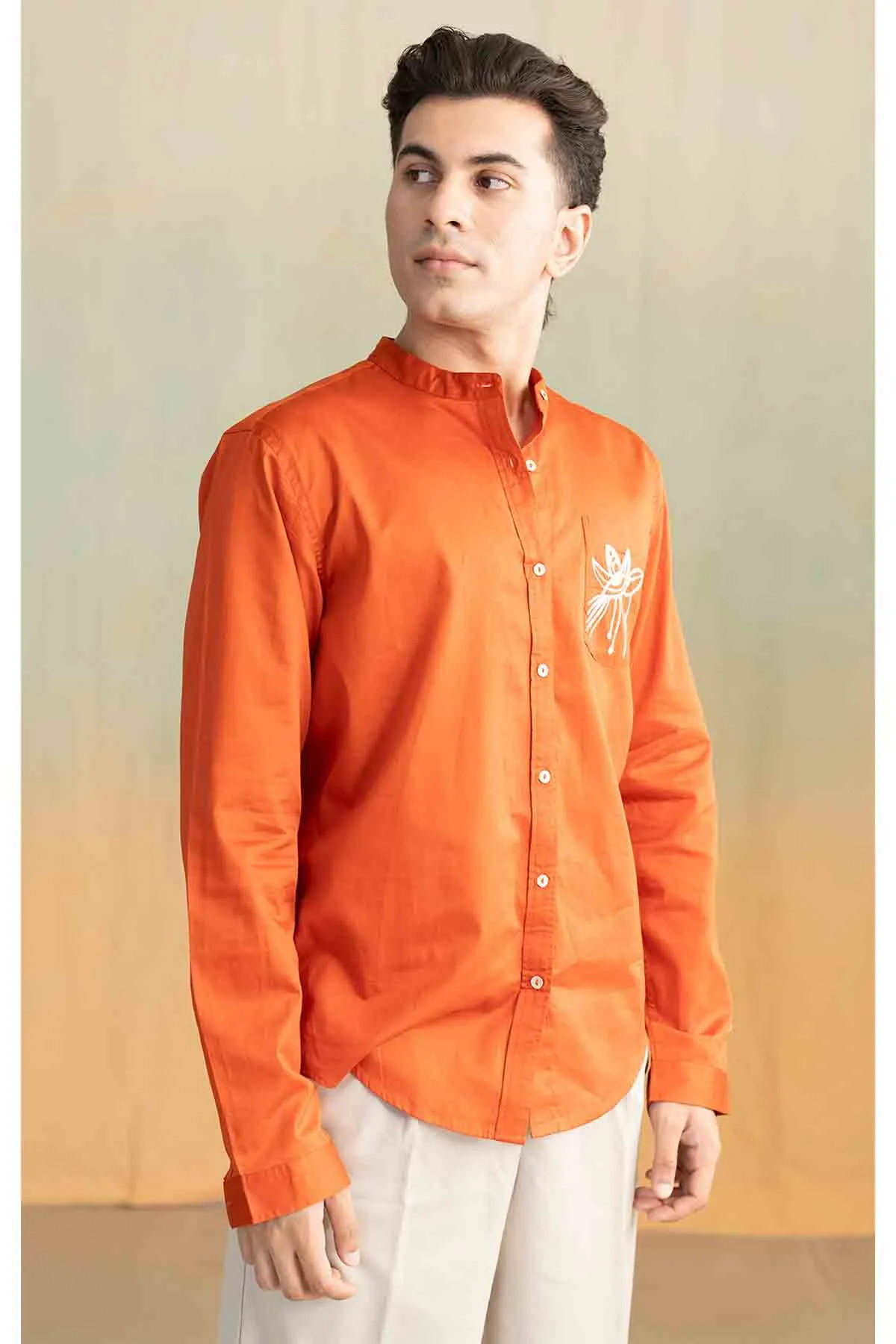 Eye In The Sky Embroidered Shirt (Radiant Rust)