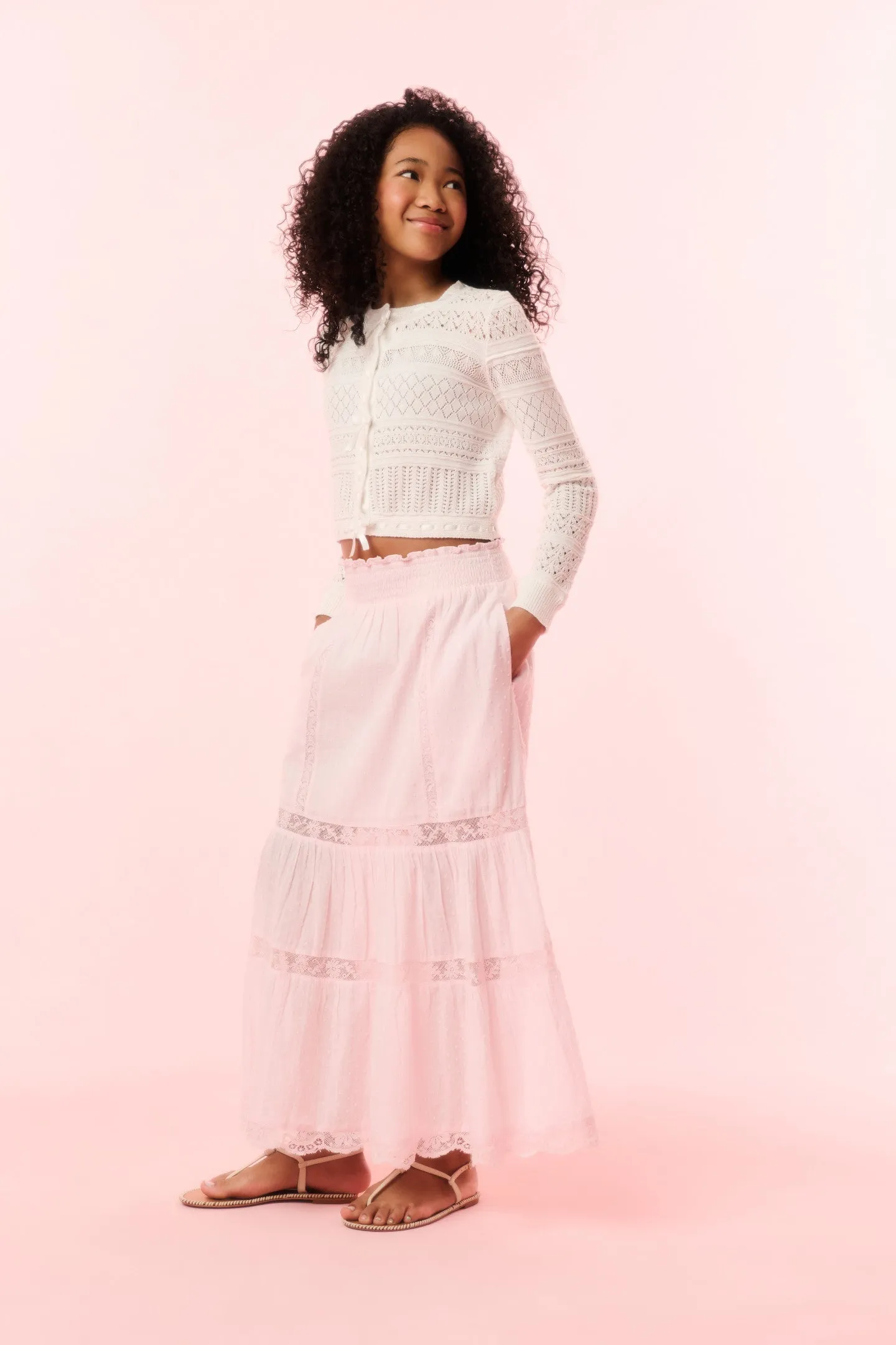 Girls Donella Cotton Lace-Trimmed Skirt