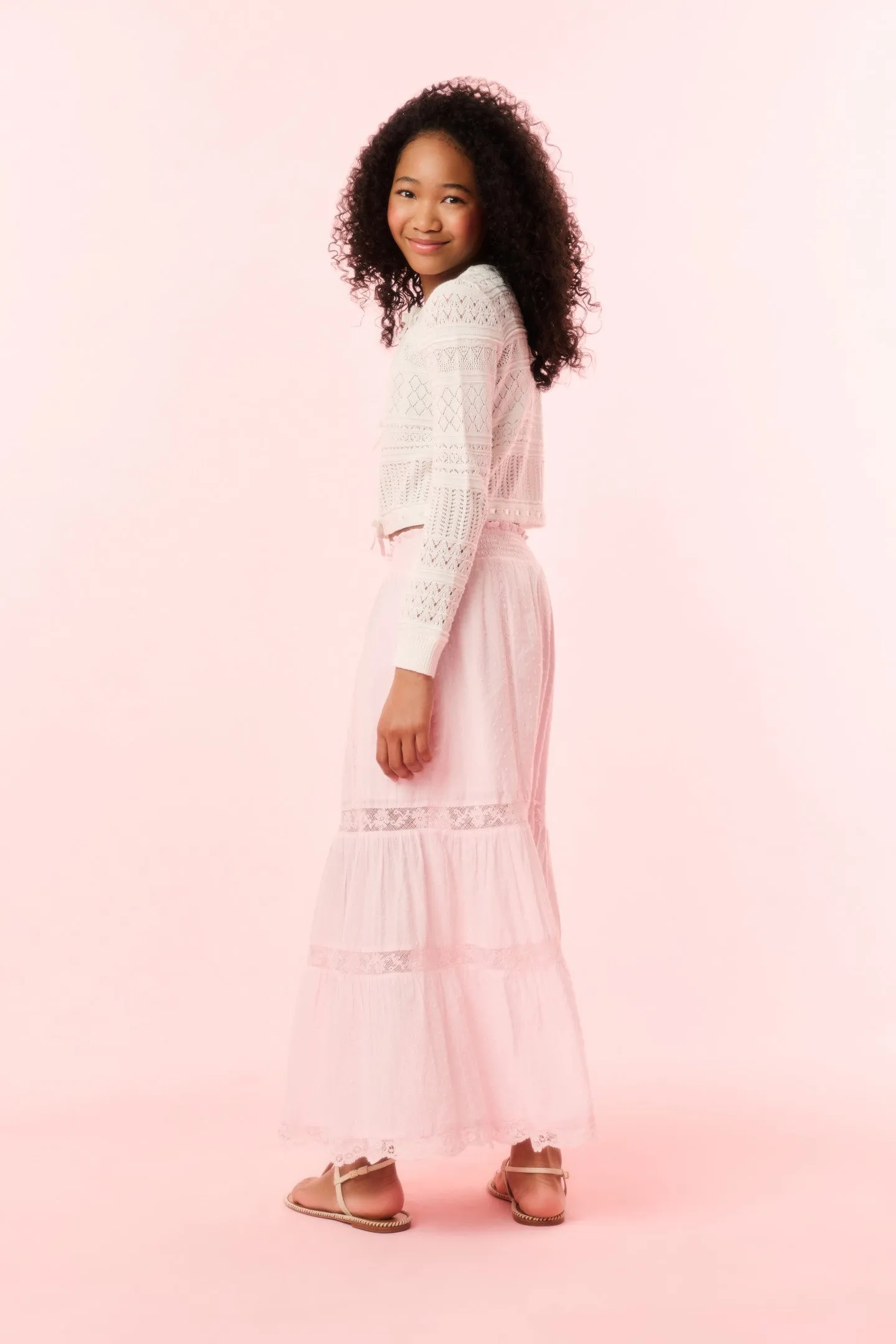 Girls Donella Cotton Lace-Trimmed Skirt