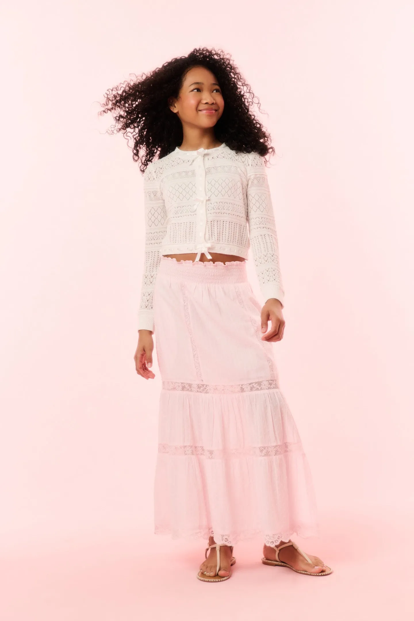 Girls Donella Cotton Lace-Trimmed Skirt