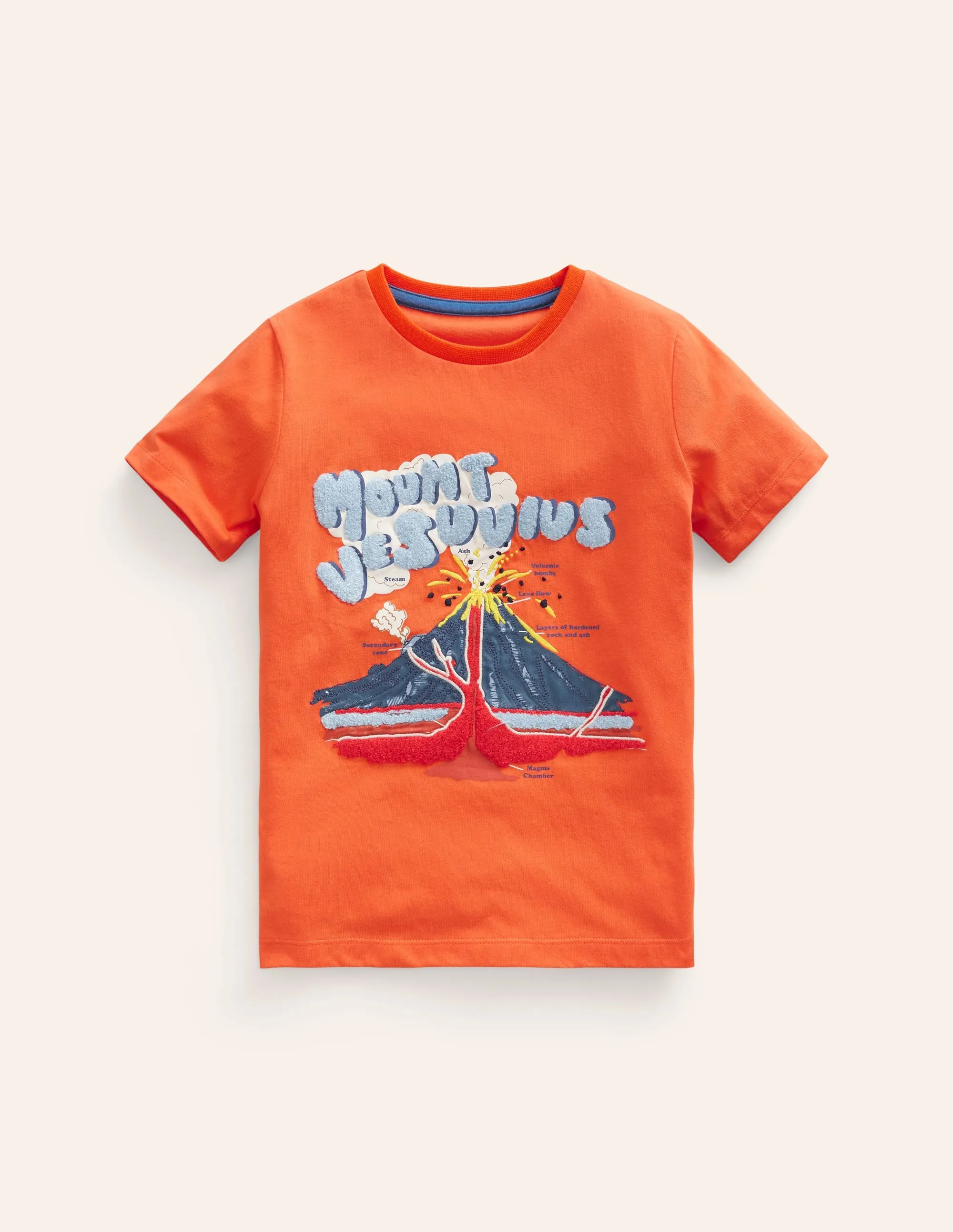 Glow Textured Fact T-Shirt-Fire Opal Orange Volcano