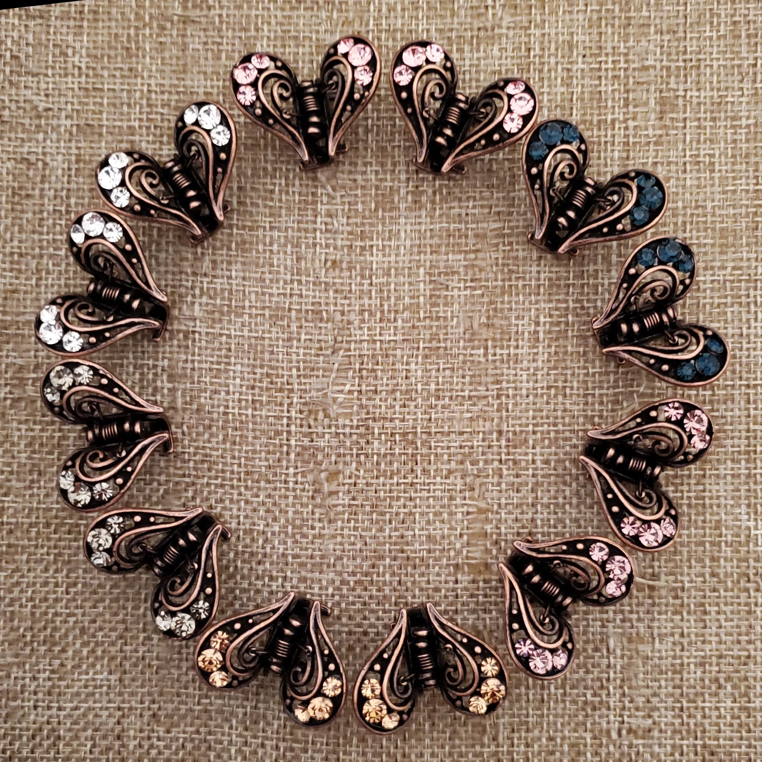 Heart Mini Hair Claw Rhinestone Clip