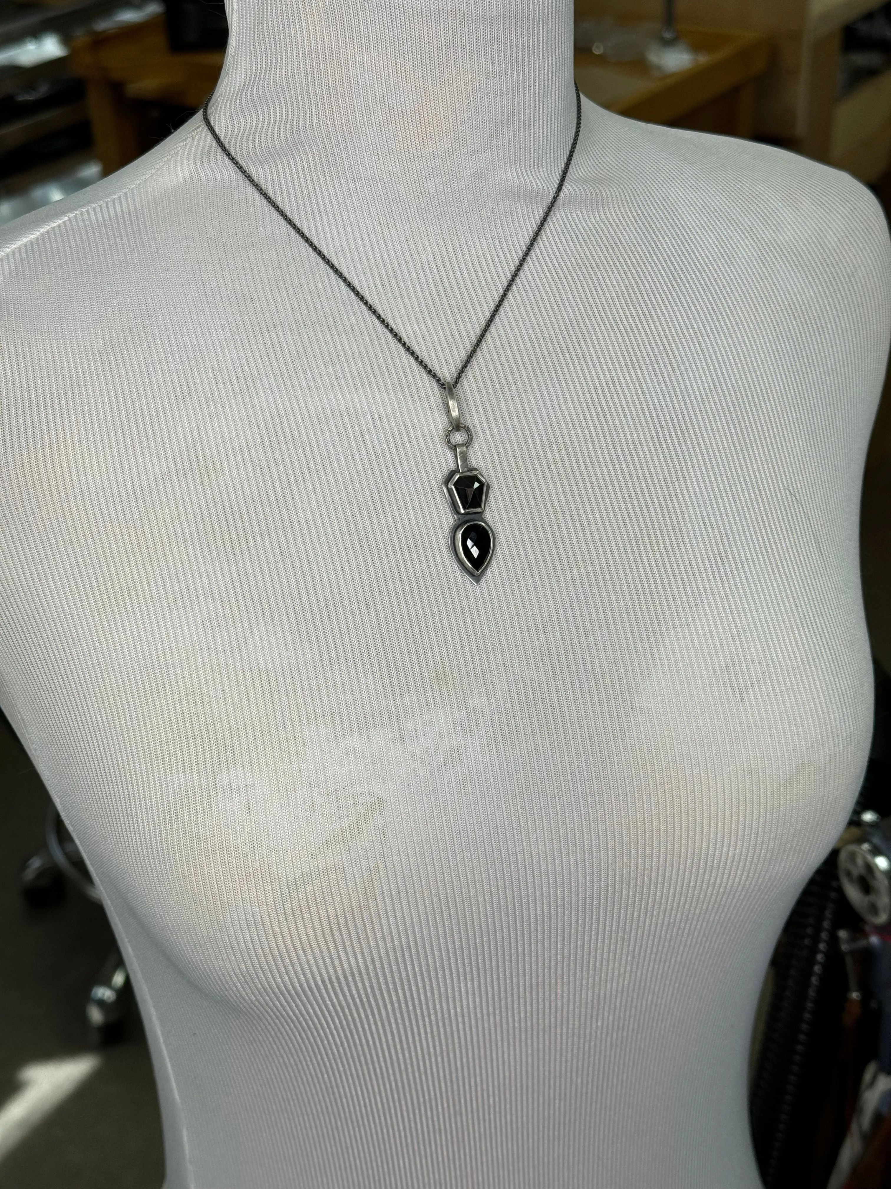 Hematite and Onyx Charm