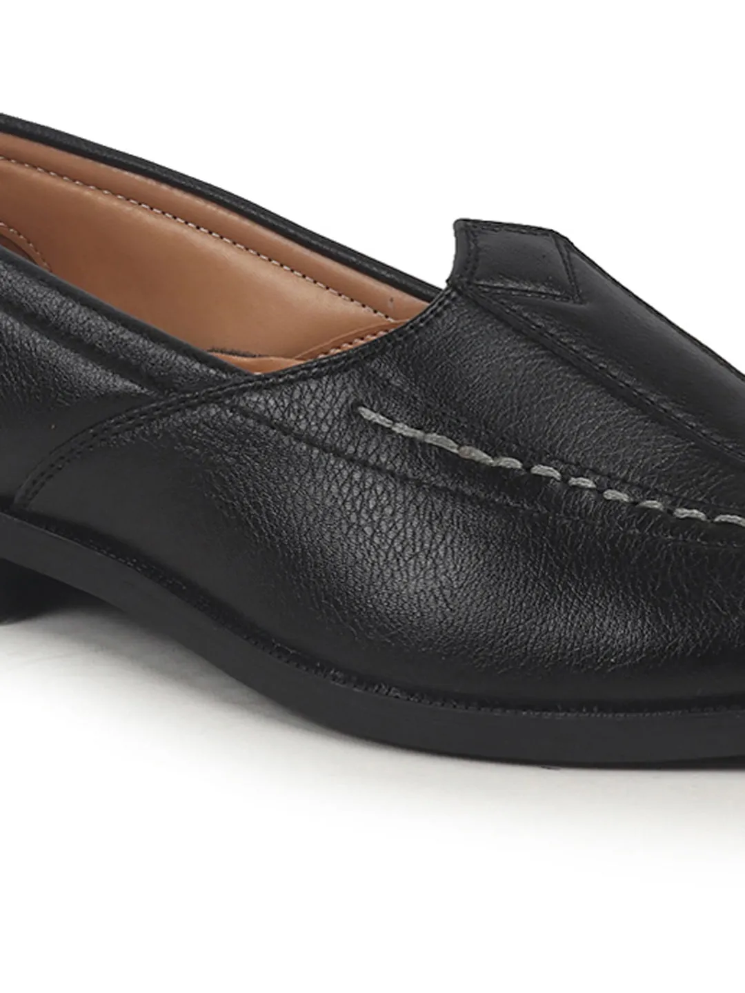 Men Black Broad Feet Traditional Wedding Slip On Ethnic Juttis and Mojaris|Party Slip On Evening Shoes|Striped Textured Mojaris