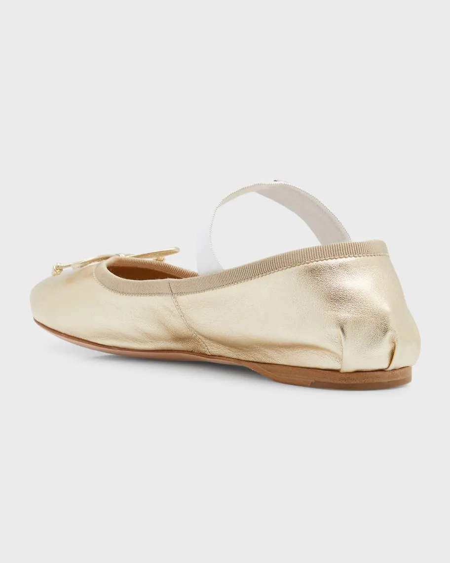 Metallic ballet flats with Miu Miu logo