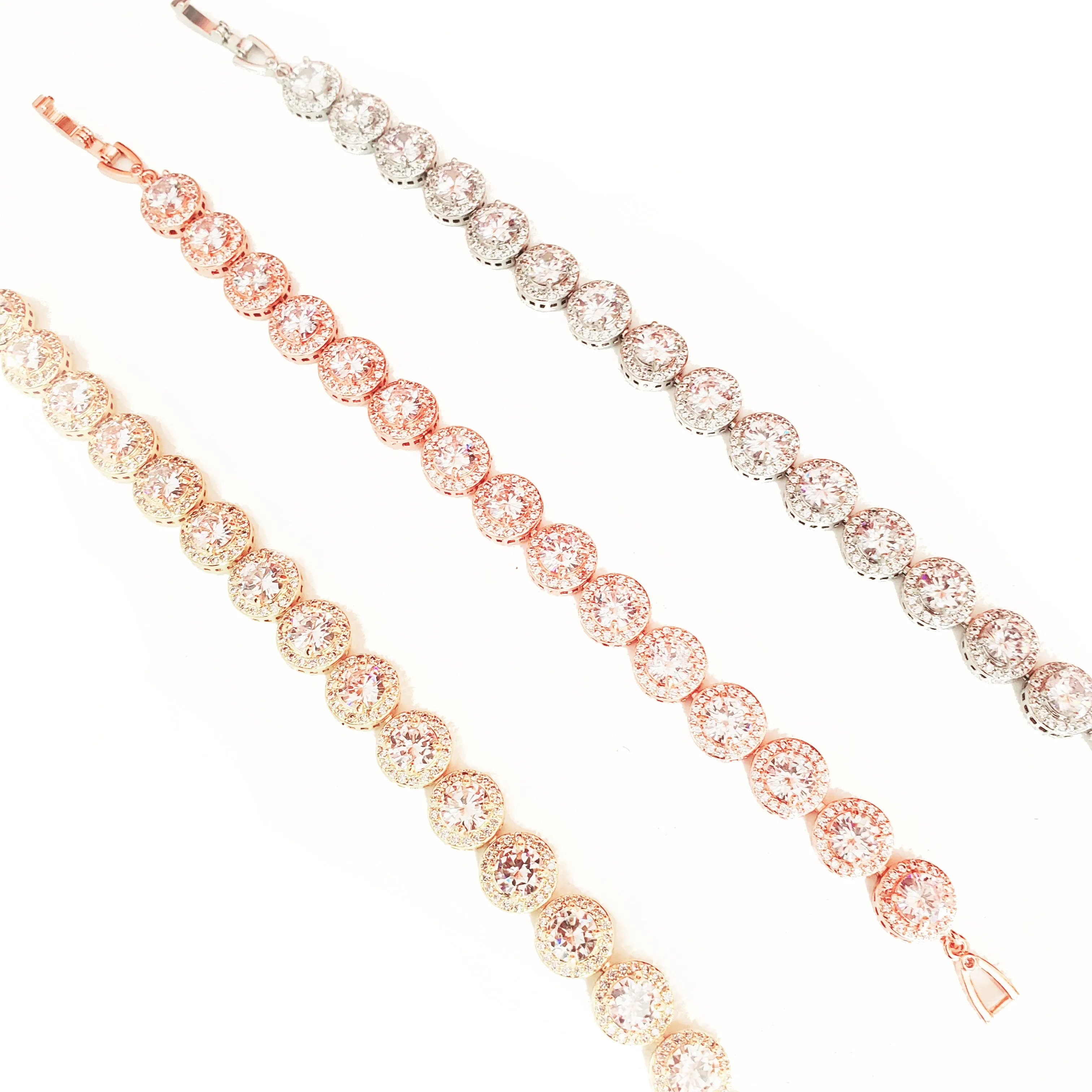 Modern Bridal Bracelet with Prong Set CZ