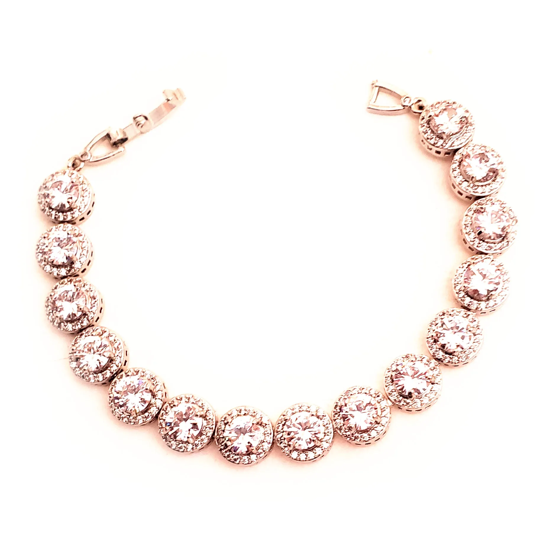 Modern Bridal Bracelet with Prong Set CZ