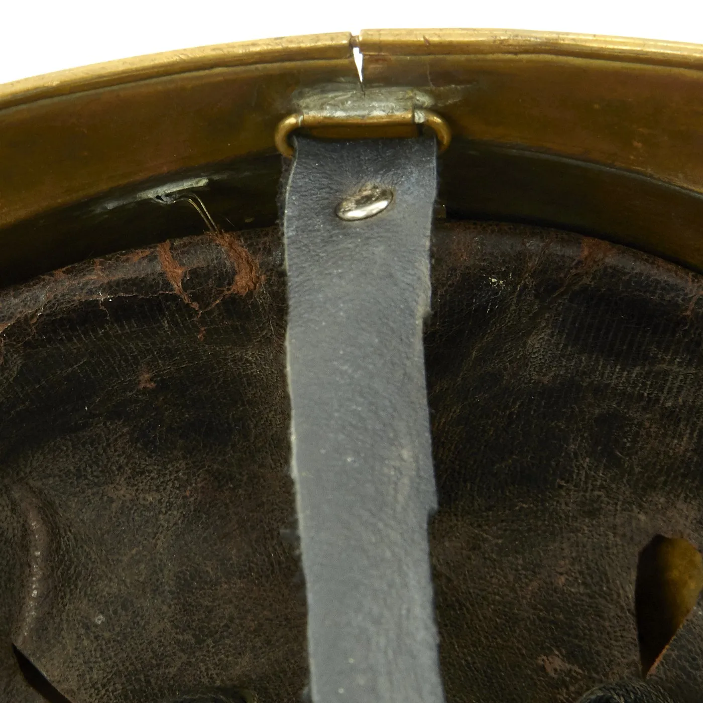 Original French WWI Adrian Pattern Brass Fire Helmet from Rueil Area