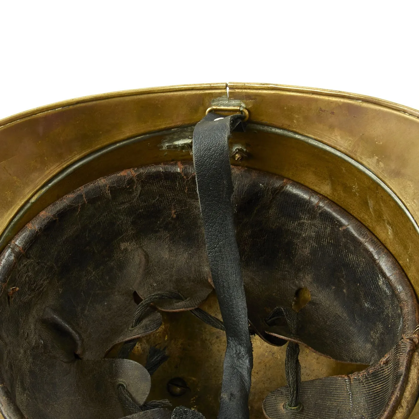 Original French WWI Adrian Pattern Brass Fire Helmet from Rueil Area