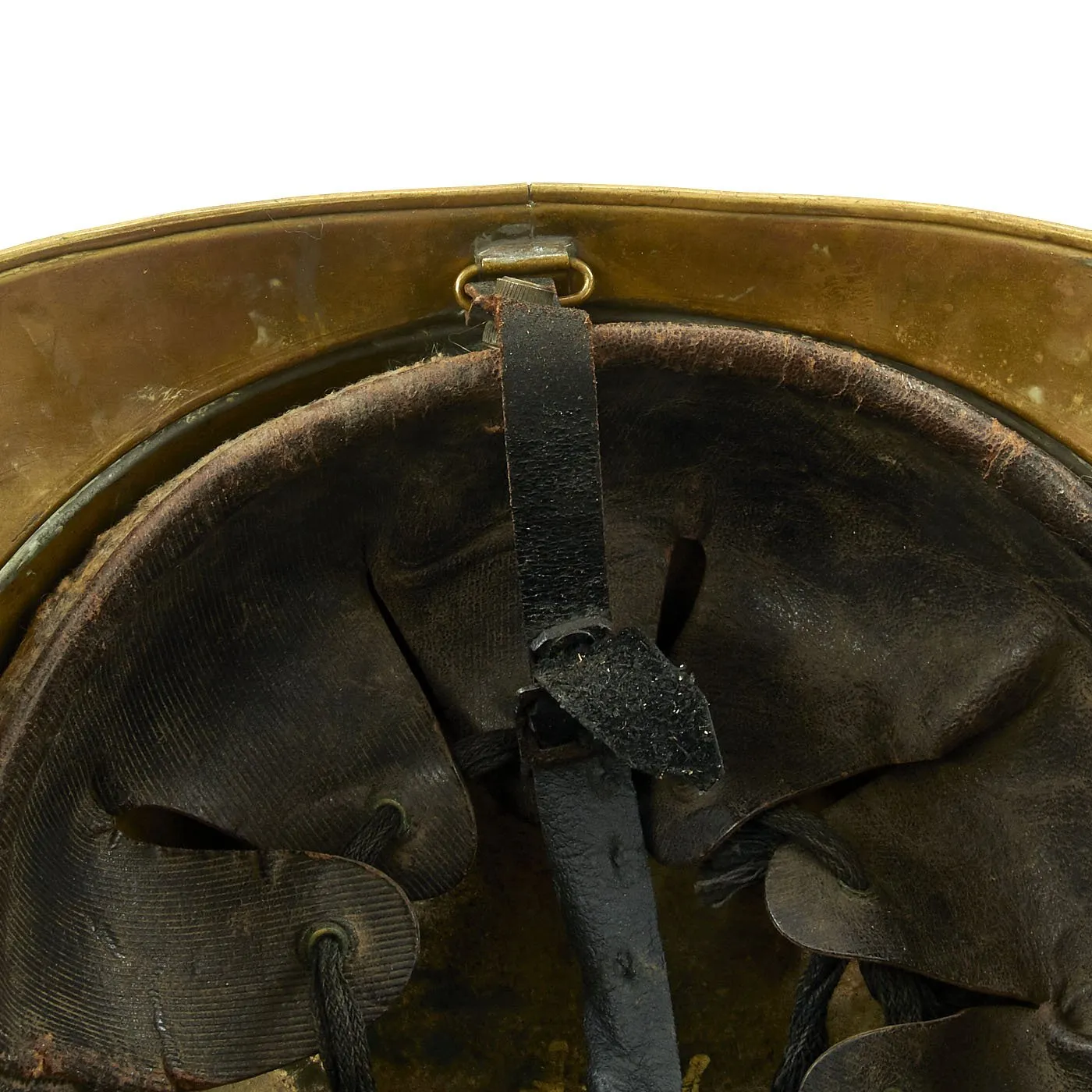 Original French WWI Adrian Pattern Brass Fire Helmet from Rueil Area