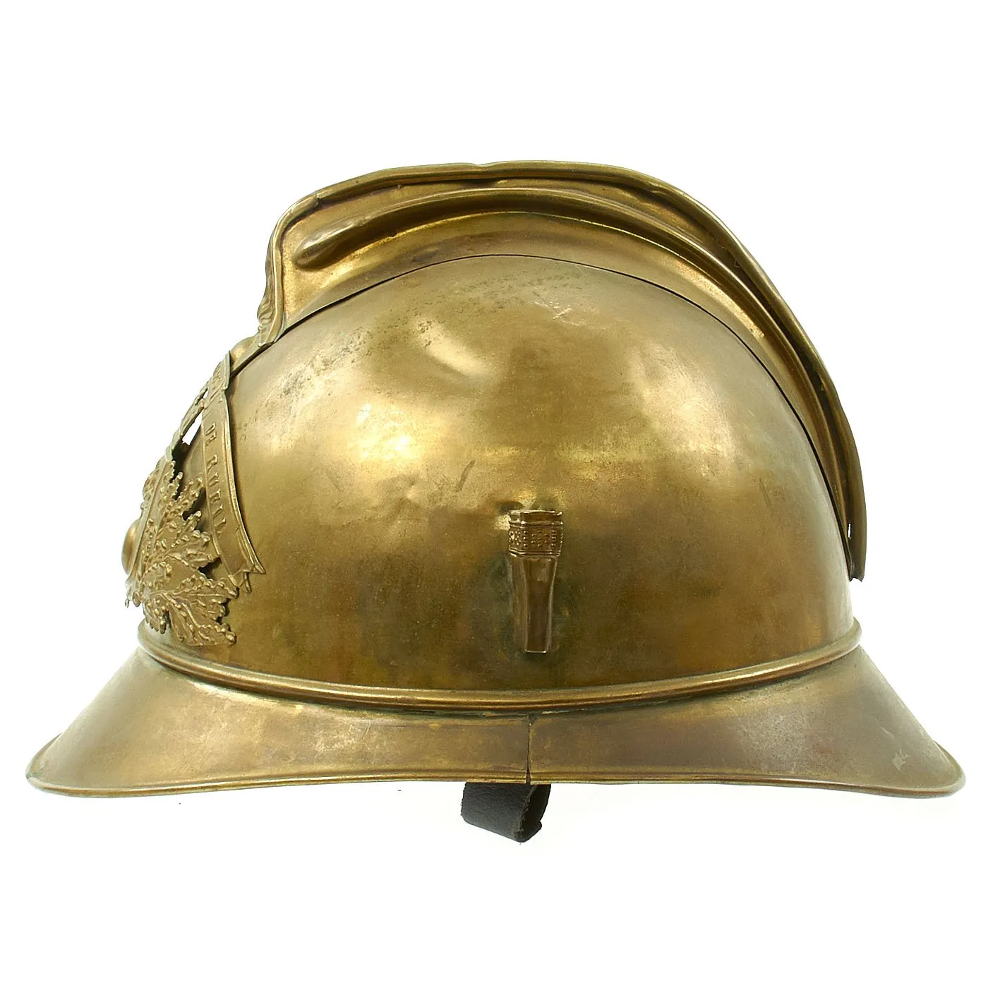 Original French WWI Adrian Pattern Brass Fire Helmet from Rueil Area