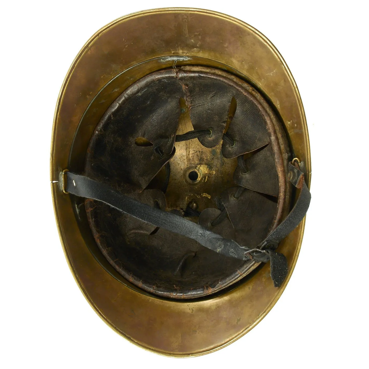 Original French WWI Adrian Pattern Brass Fire Helmet from Rueil Area