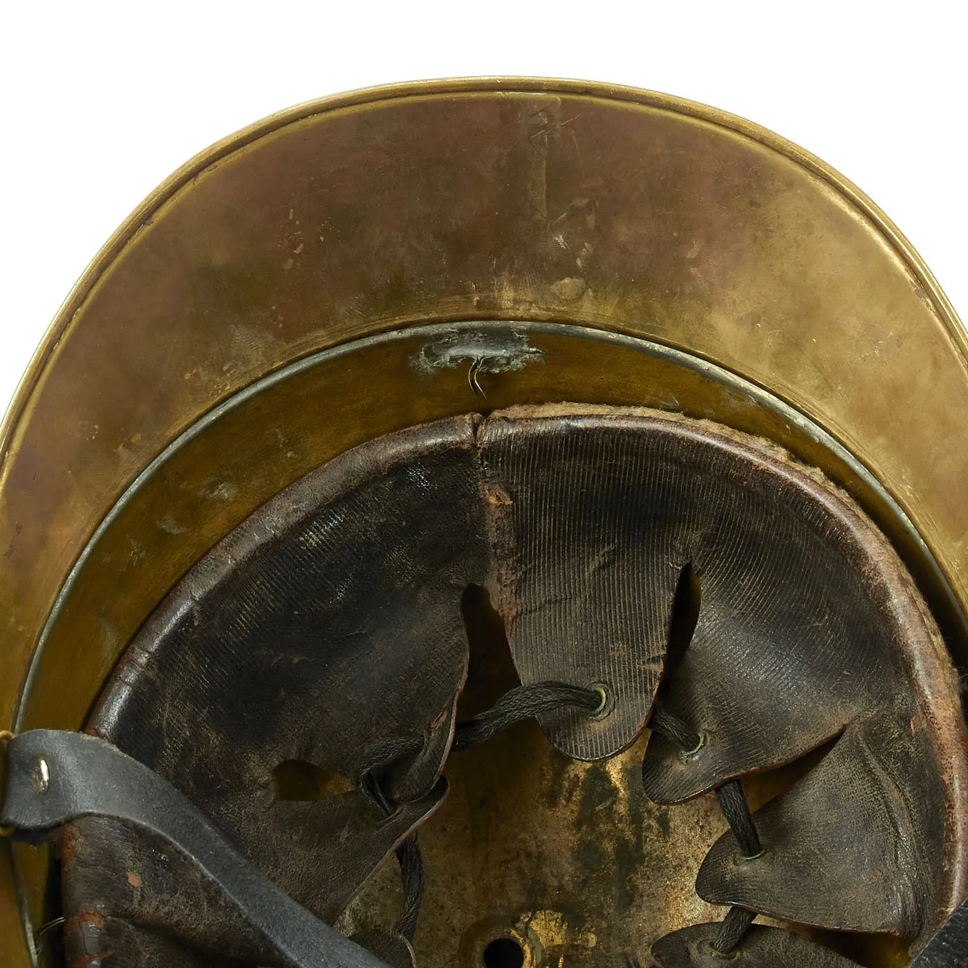 Original French WWI Adrian Pattern Brass Fire Helmet from Rueil Area