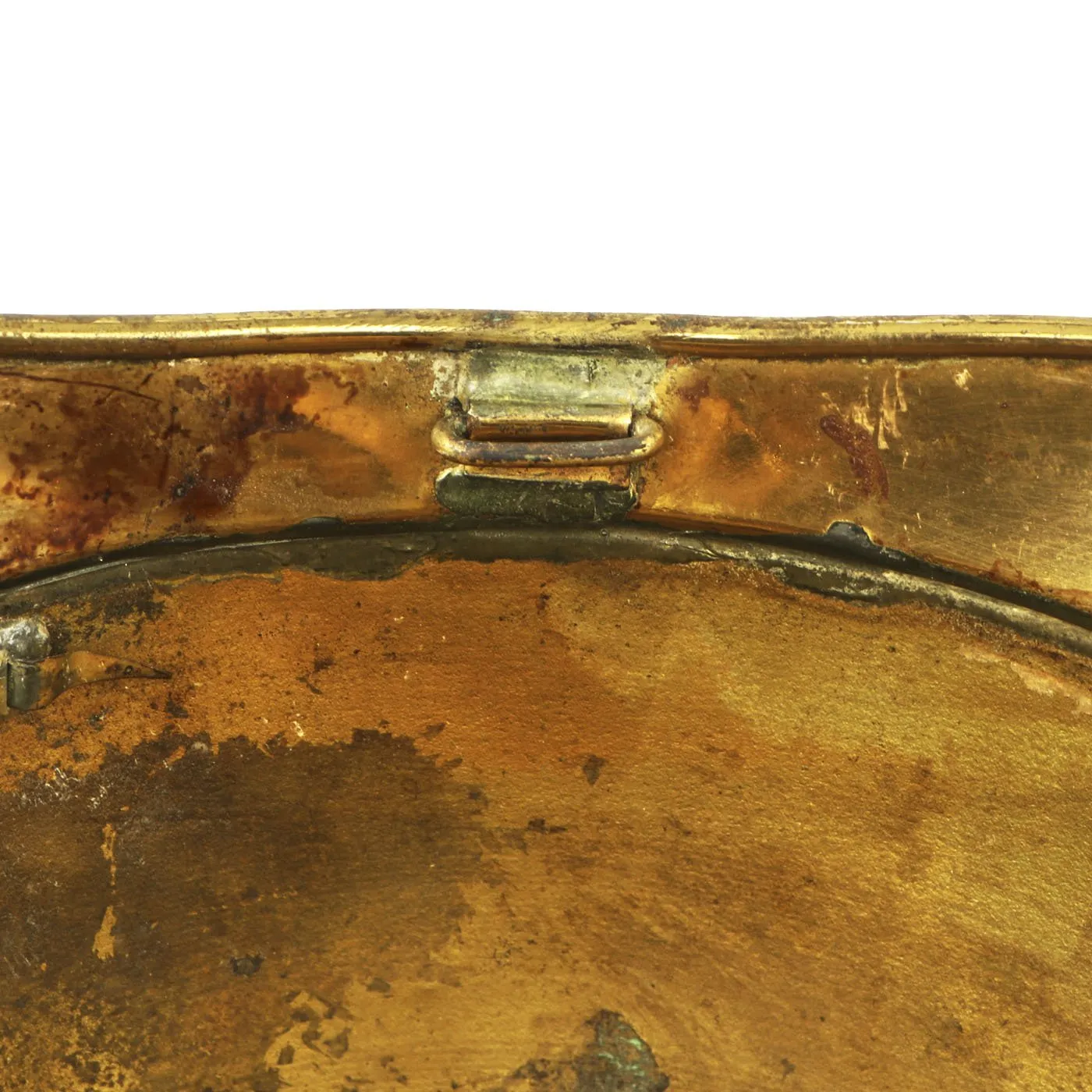 Original French WWI Adrian Pattern Brass Fire Helmet Shell from Monthou-sur-Bièvre - Casque de Pompier
