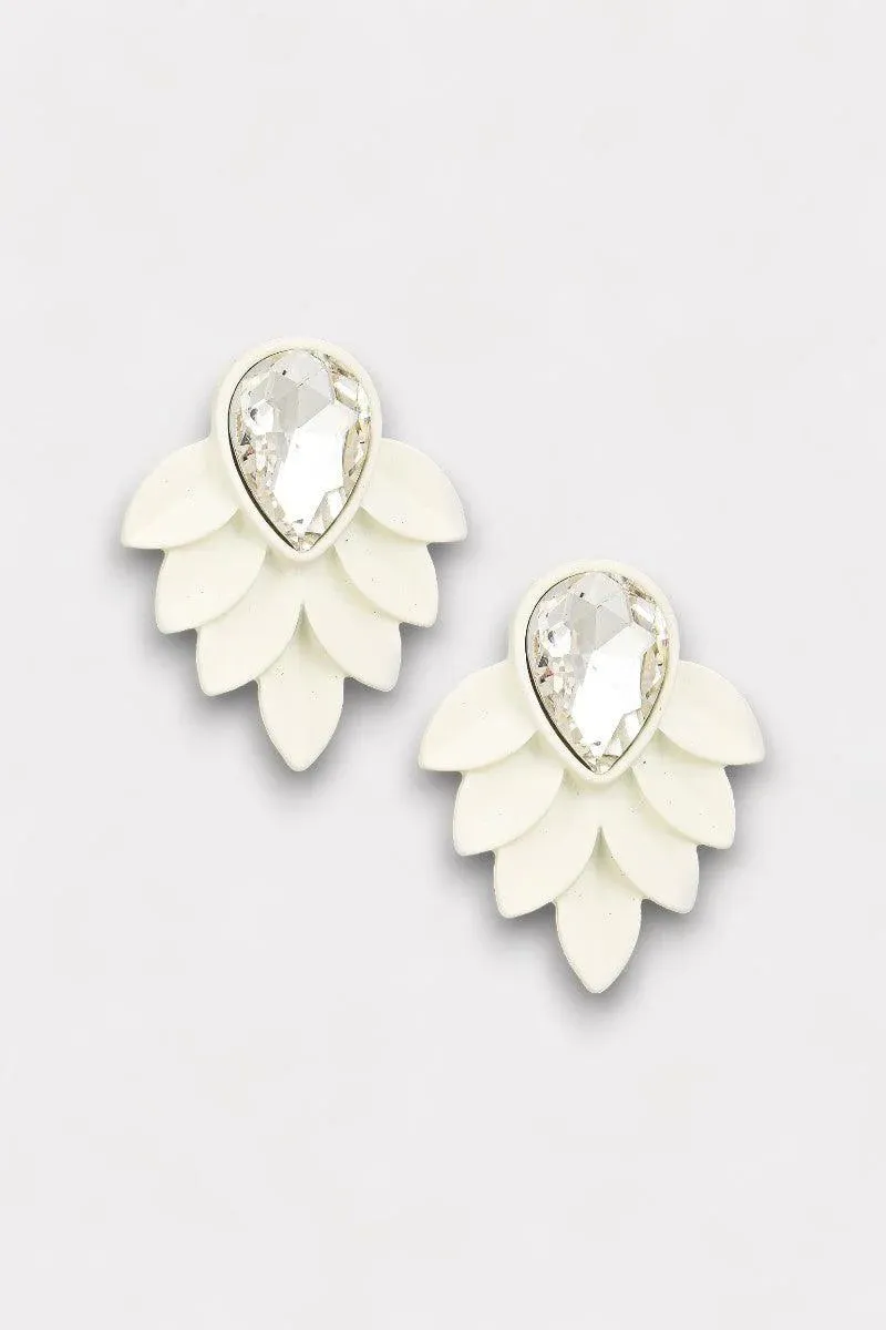 Retro Crystal Teardrop Leaf Earrings