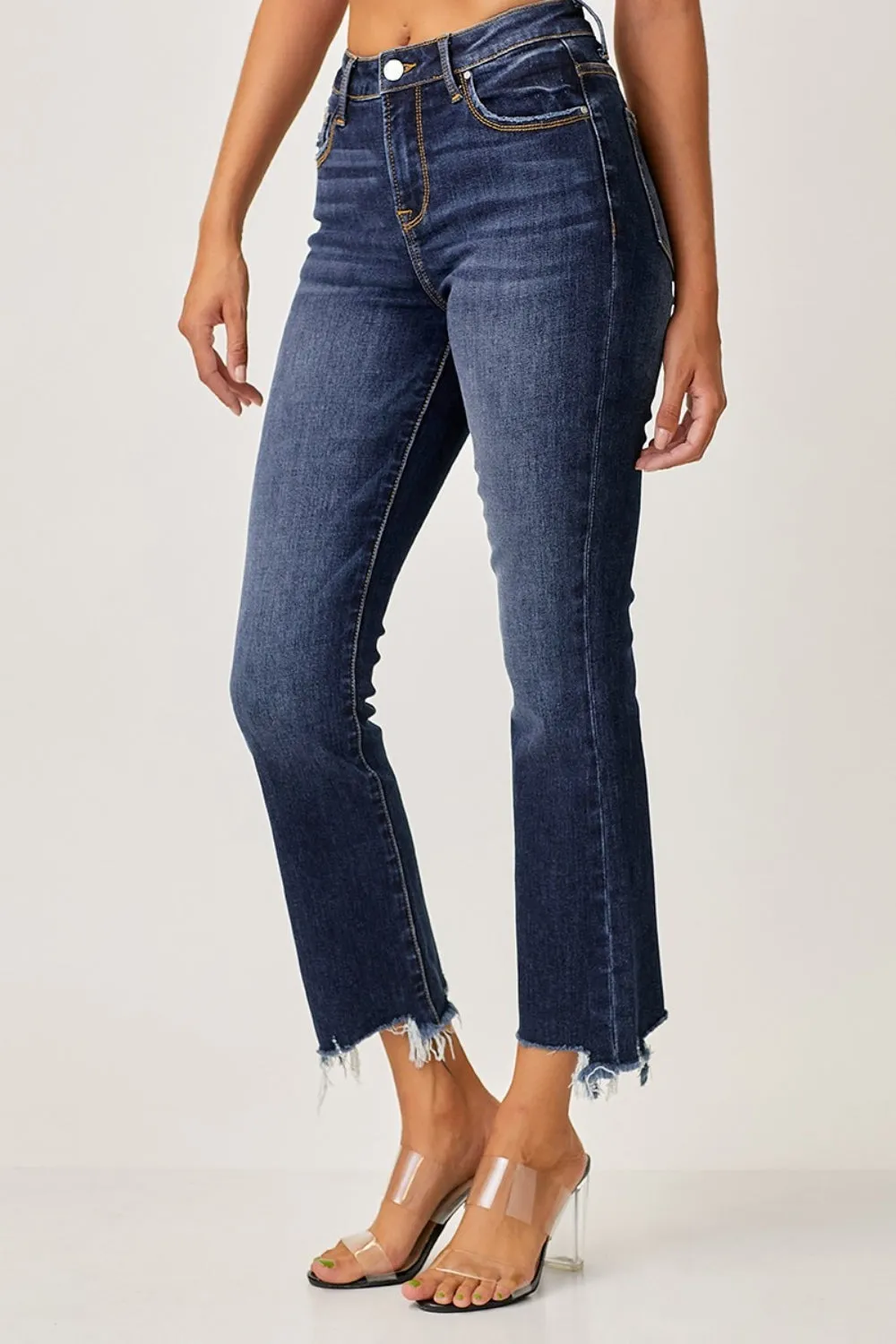 Risen Ella Frayed Hem Cropped Straight Jeans