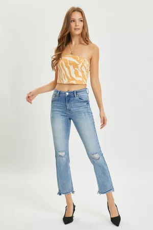 RISEN Layla High Rise Distressed Cropped Straight Jeans